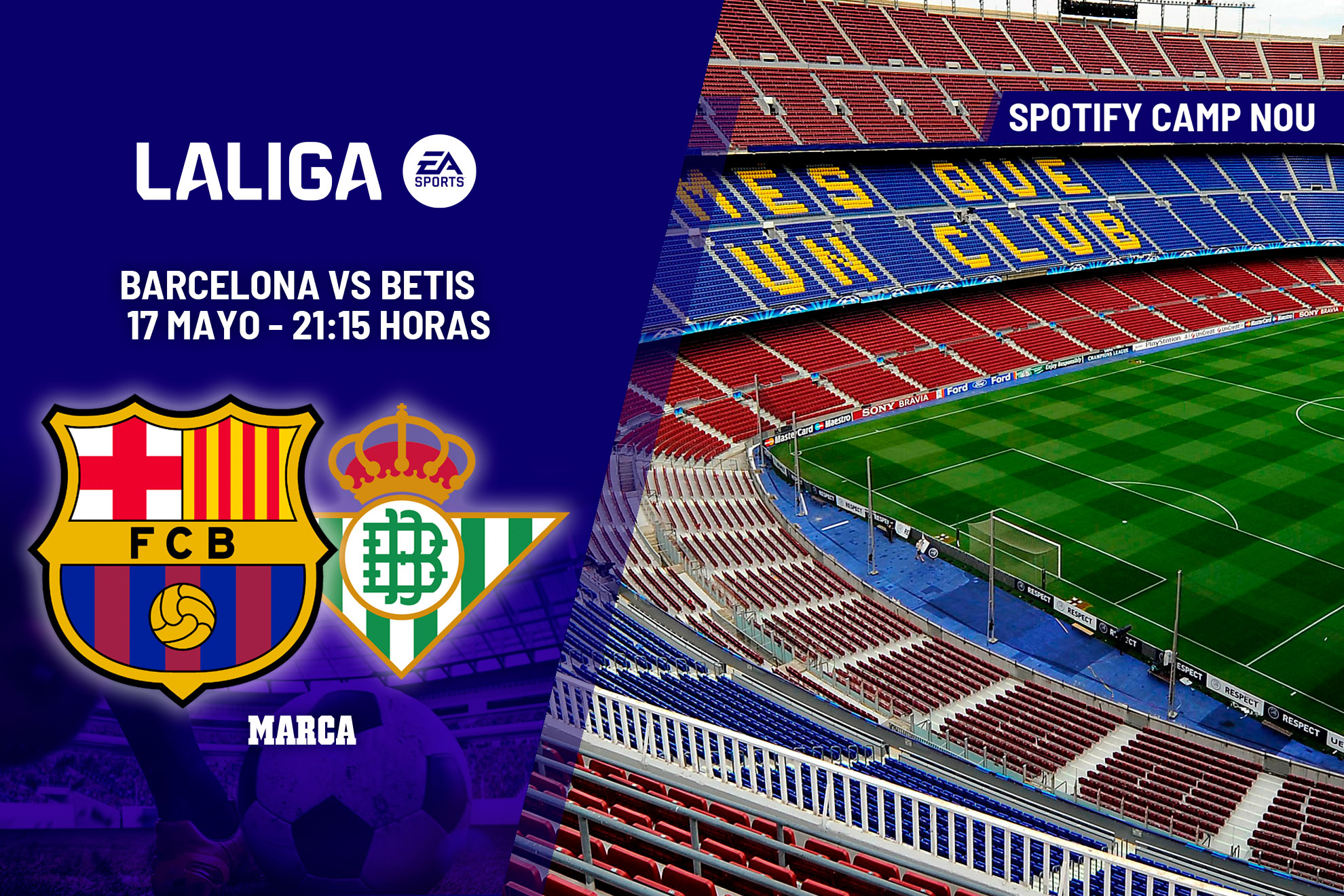 El Barcelona recibe al Betis en el Spotify Camp Nou