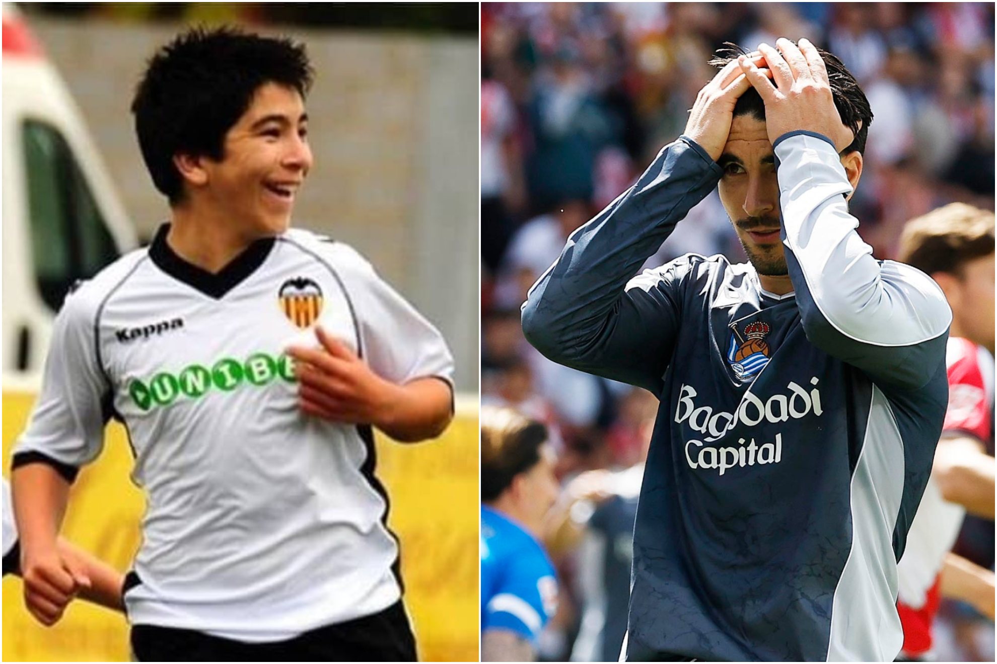 Carlos Soler, en las categorías inferiores del Valencia, y con la Real Sociedad este curso.