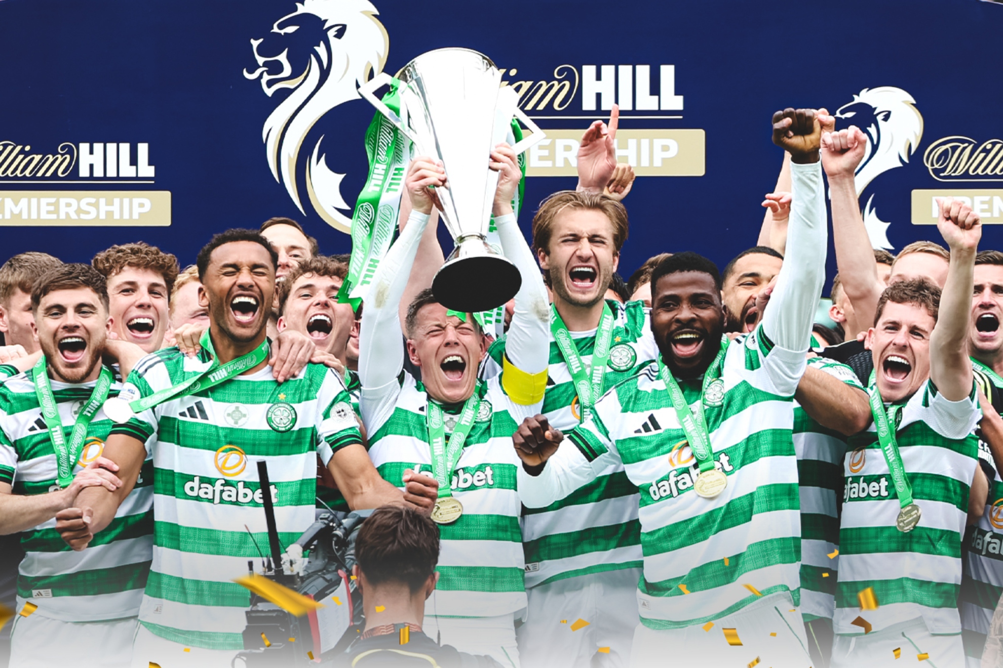 El Celtic celebra la conquista del título de Liga.