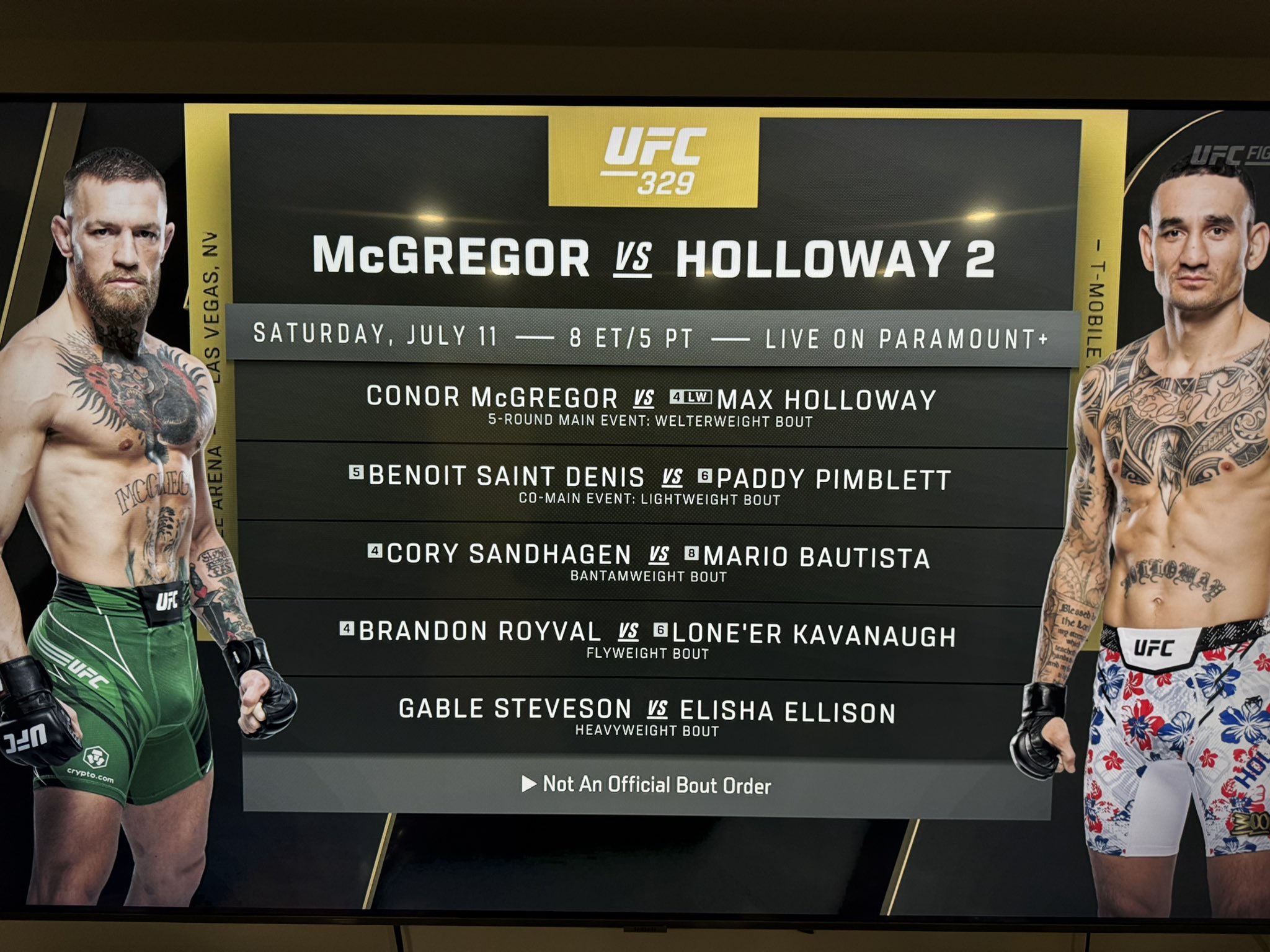 UFC 329 main card.