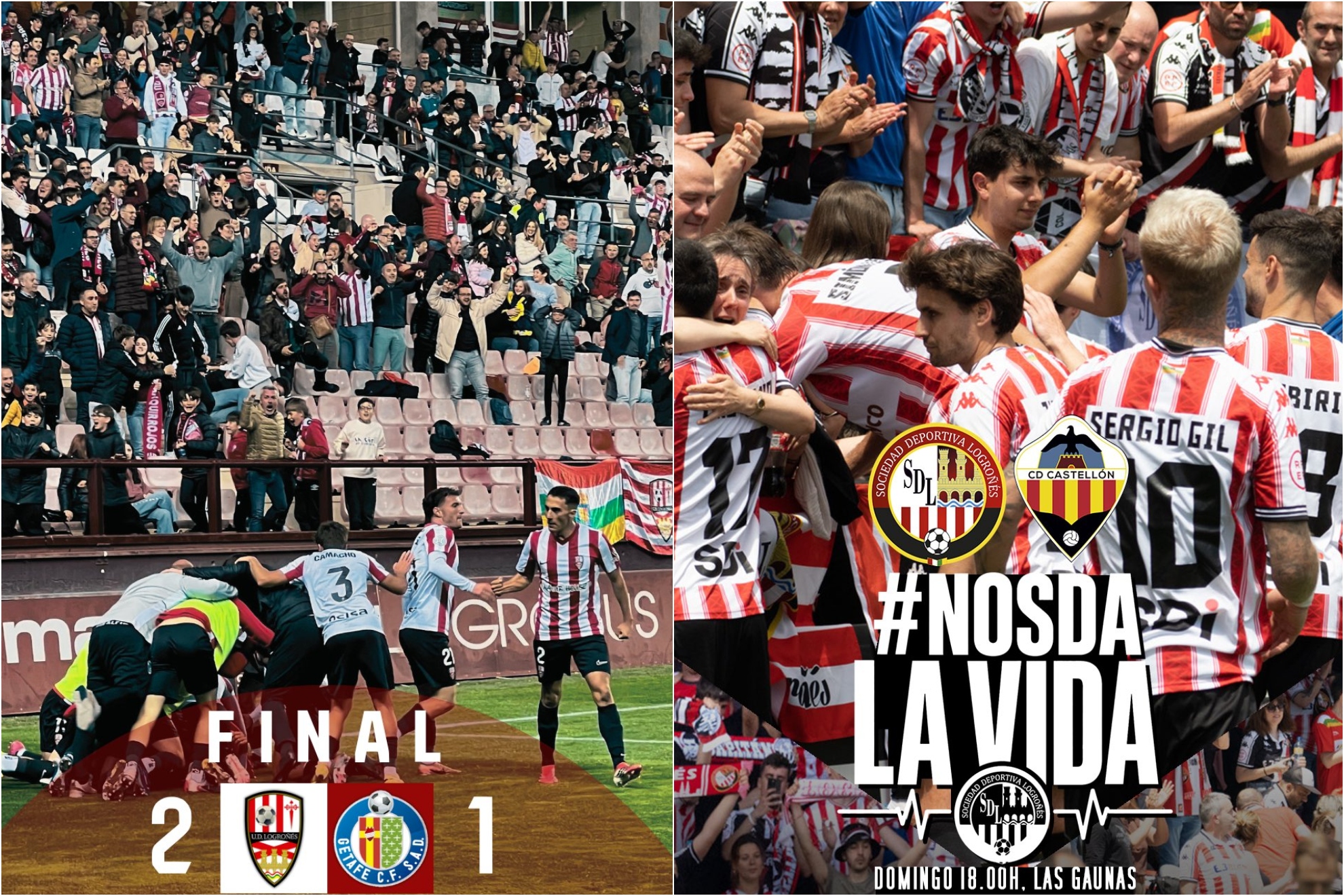 Carteles de UD Logroñés y SD Logroñés.