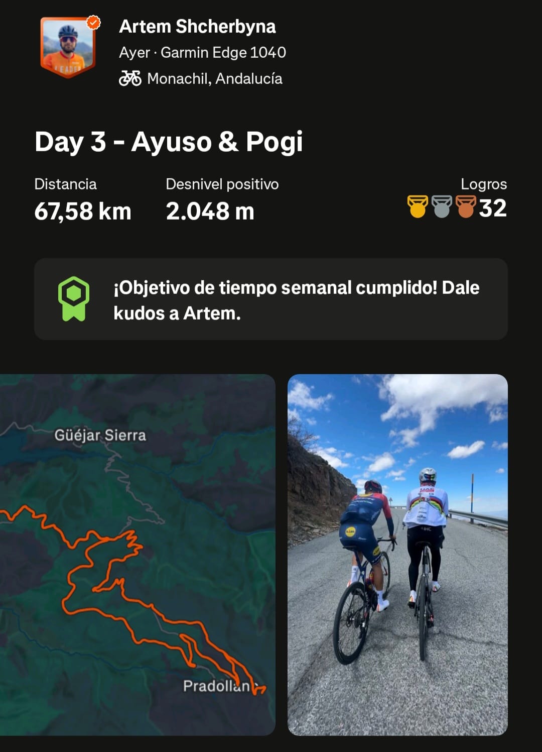 Strava de Artem Shcherbyna.