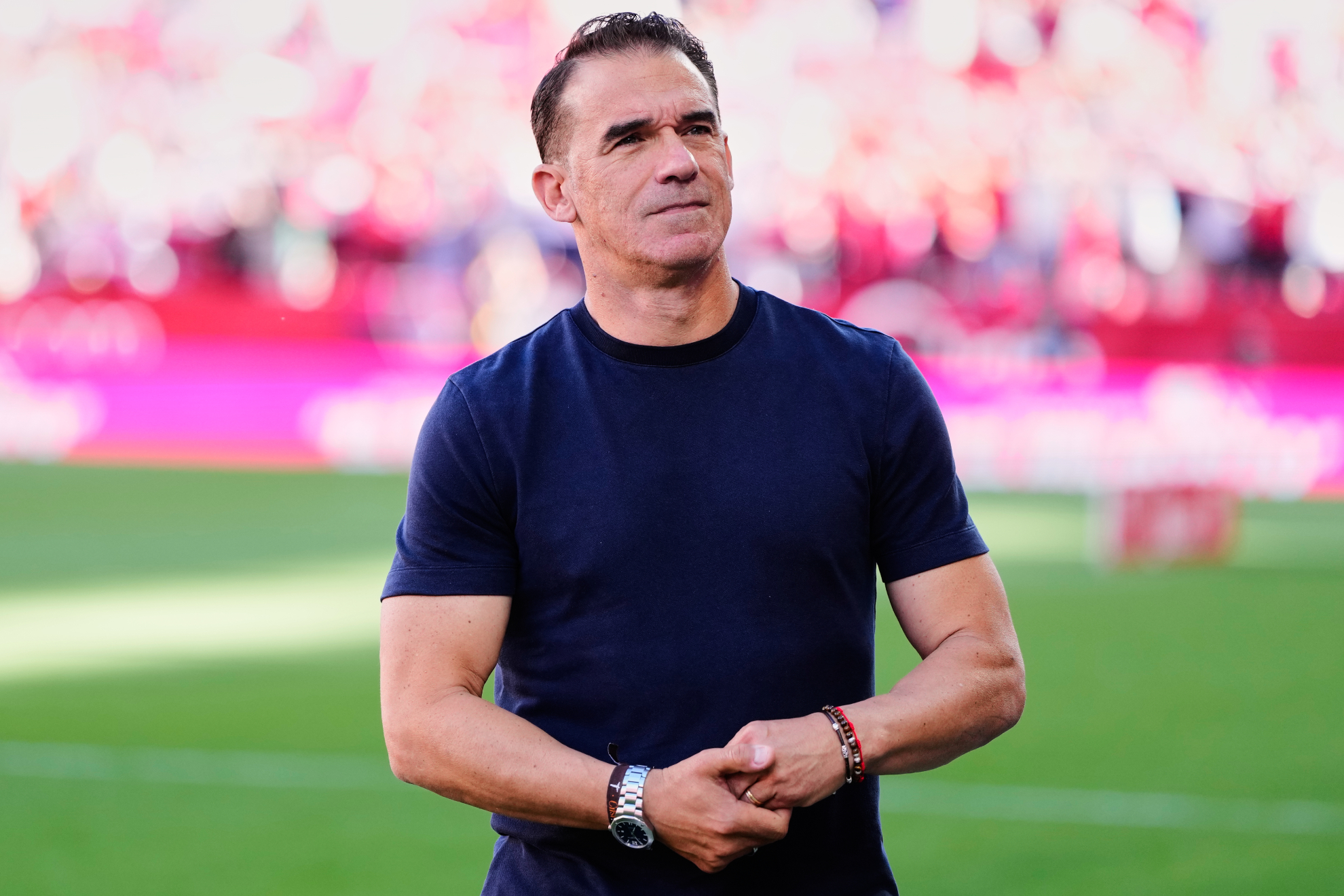 Luis García Plaza, técnico del Sevilla, en el Sánchez-Pizjuán