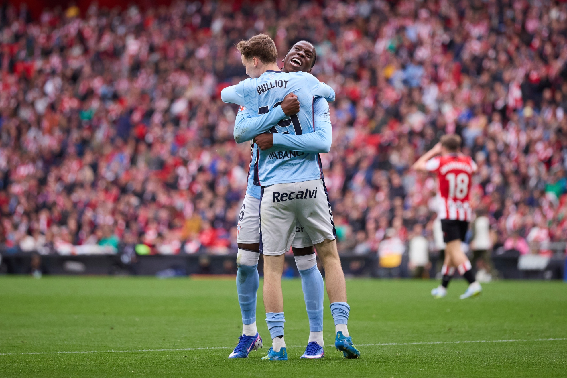 Celebración de uno de los goles en San Mamés.