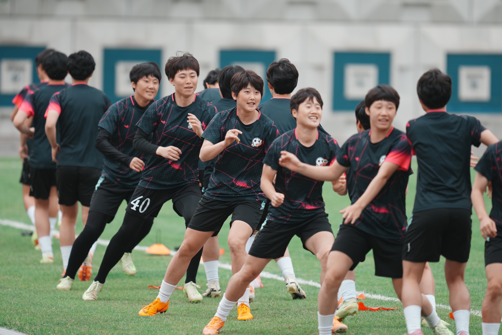 Entrenamiento de las jugadoras de Corea del Norte.