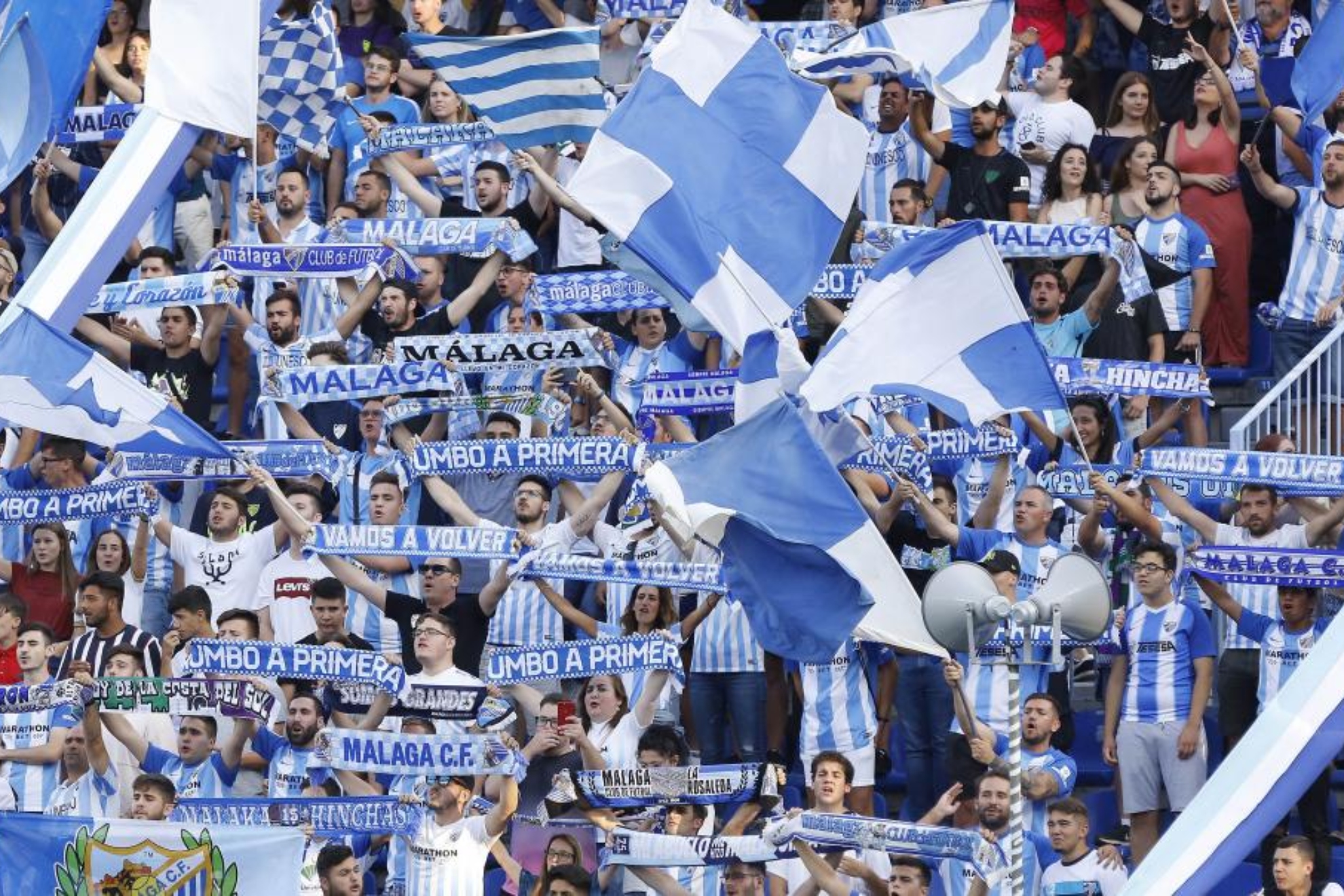 La afición del Málaga, en un partido.