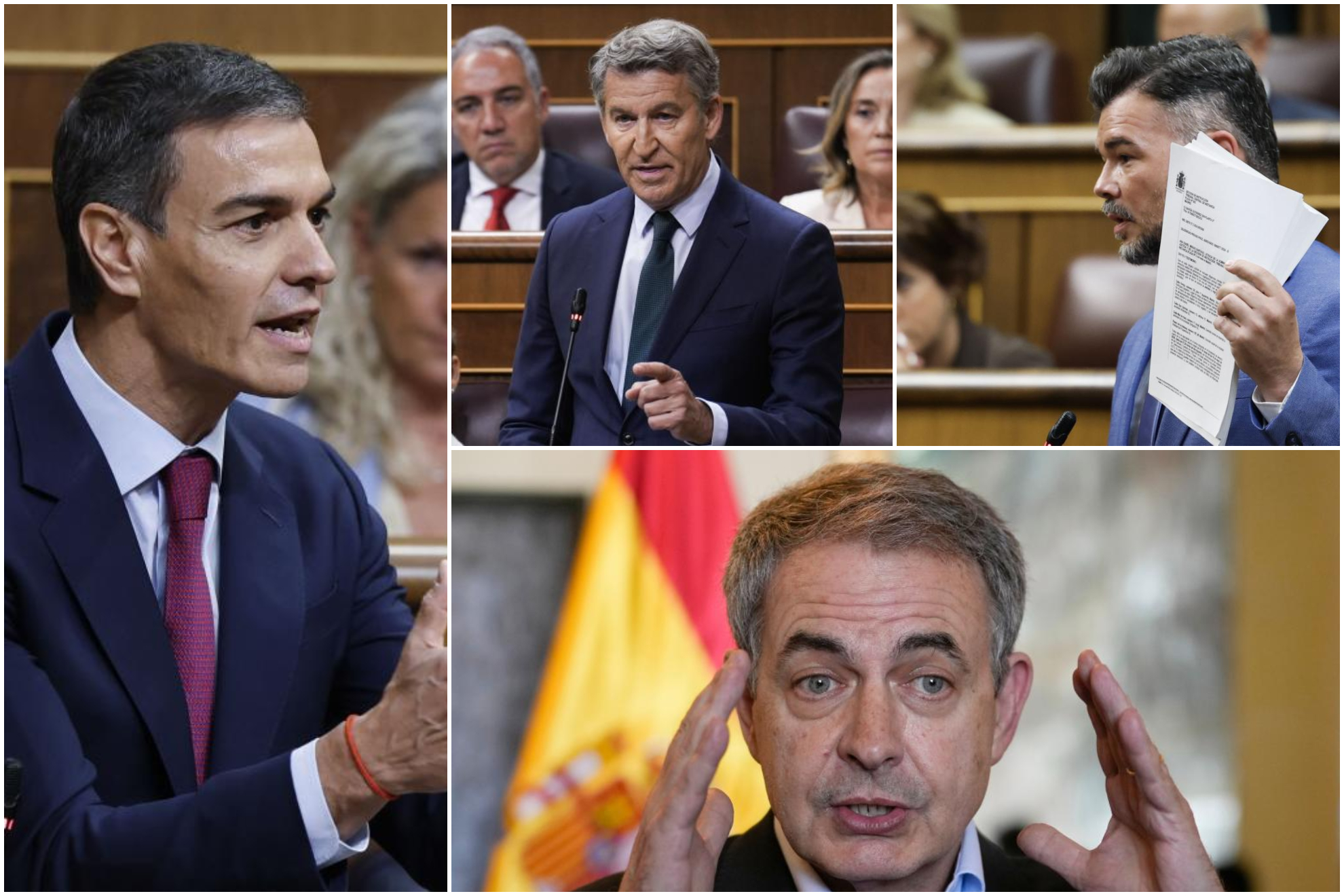 Pedro Sánchez, Feijóo, Rufián y Zapatero.