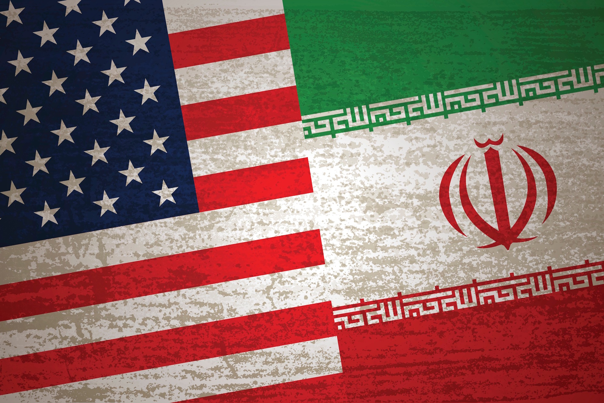 Banderas de Estados Unidos e Irán.