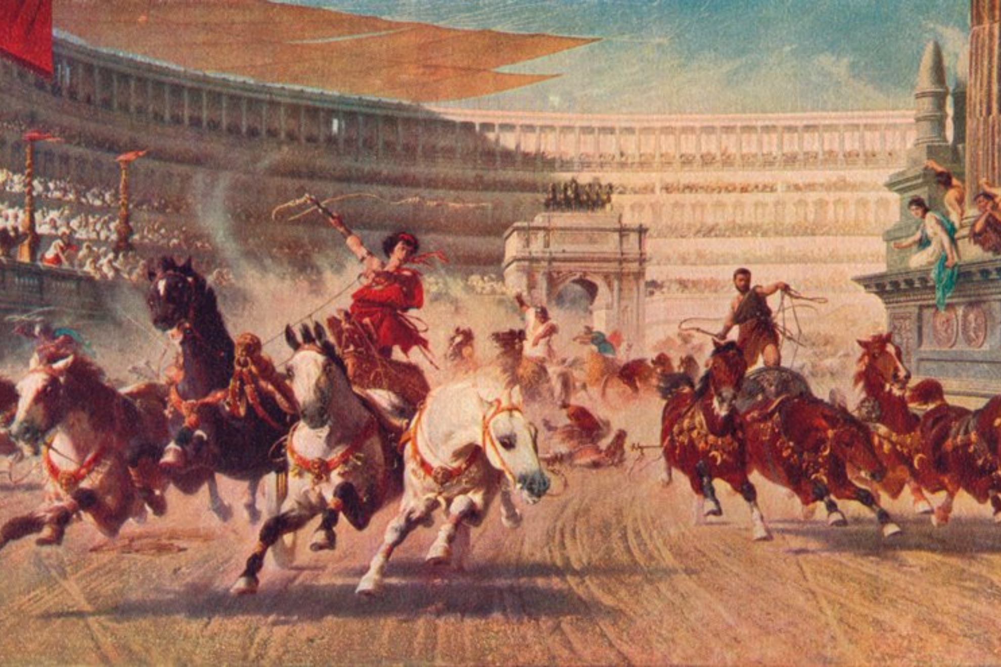 Carrera romana de cuádrigas. Cuadro de Alexander von Wagner. Siglo XIX