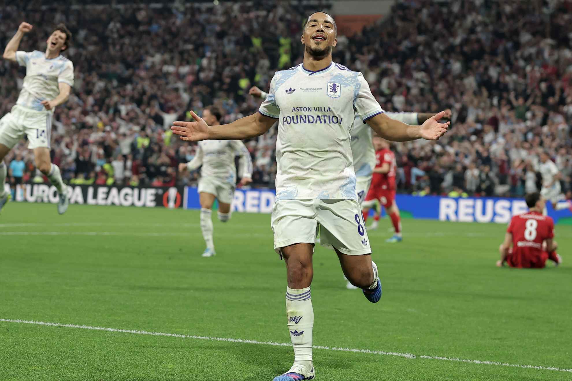Youri Tielemans celebrates his goal against Freiburg