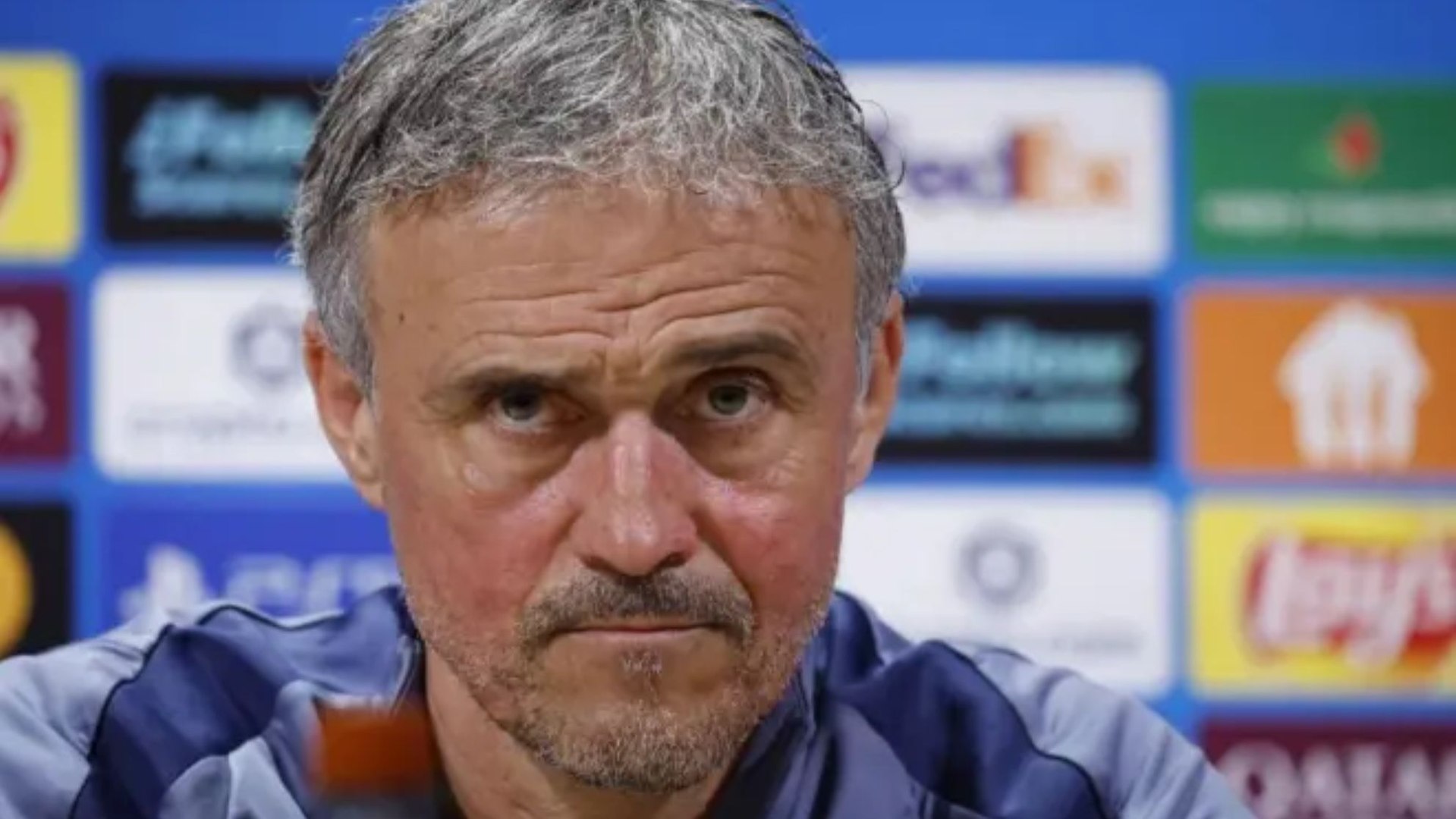 .Luis Enrique, en una rueda de prensa.<br>