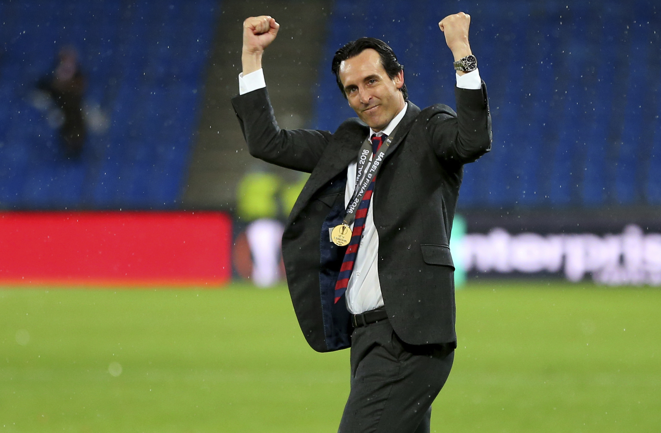 Emery, en Basilea tras ganar con el Sevilla.