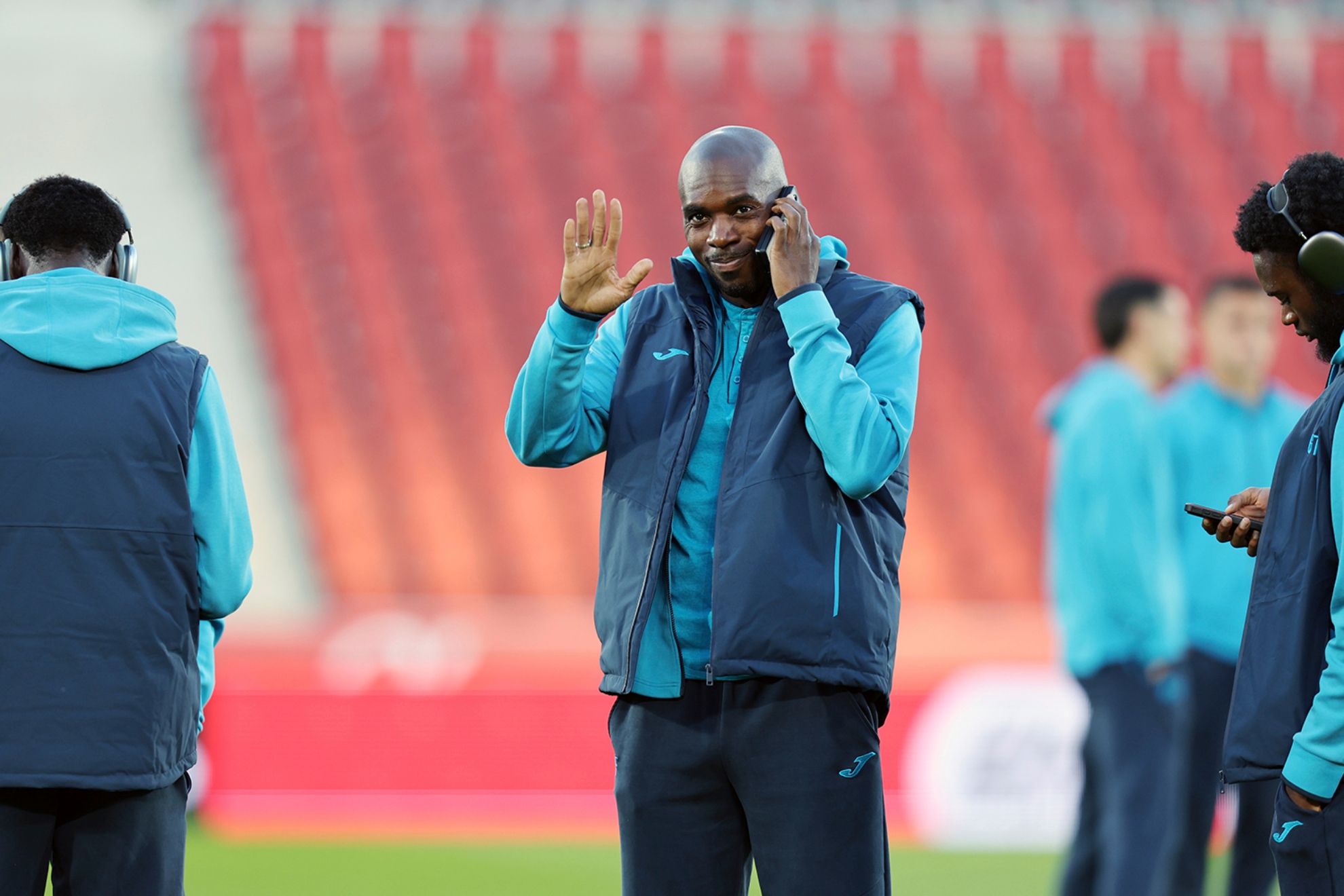 Nyom, antes de jugar ante el Mallorca.