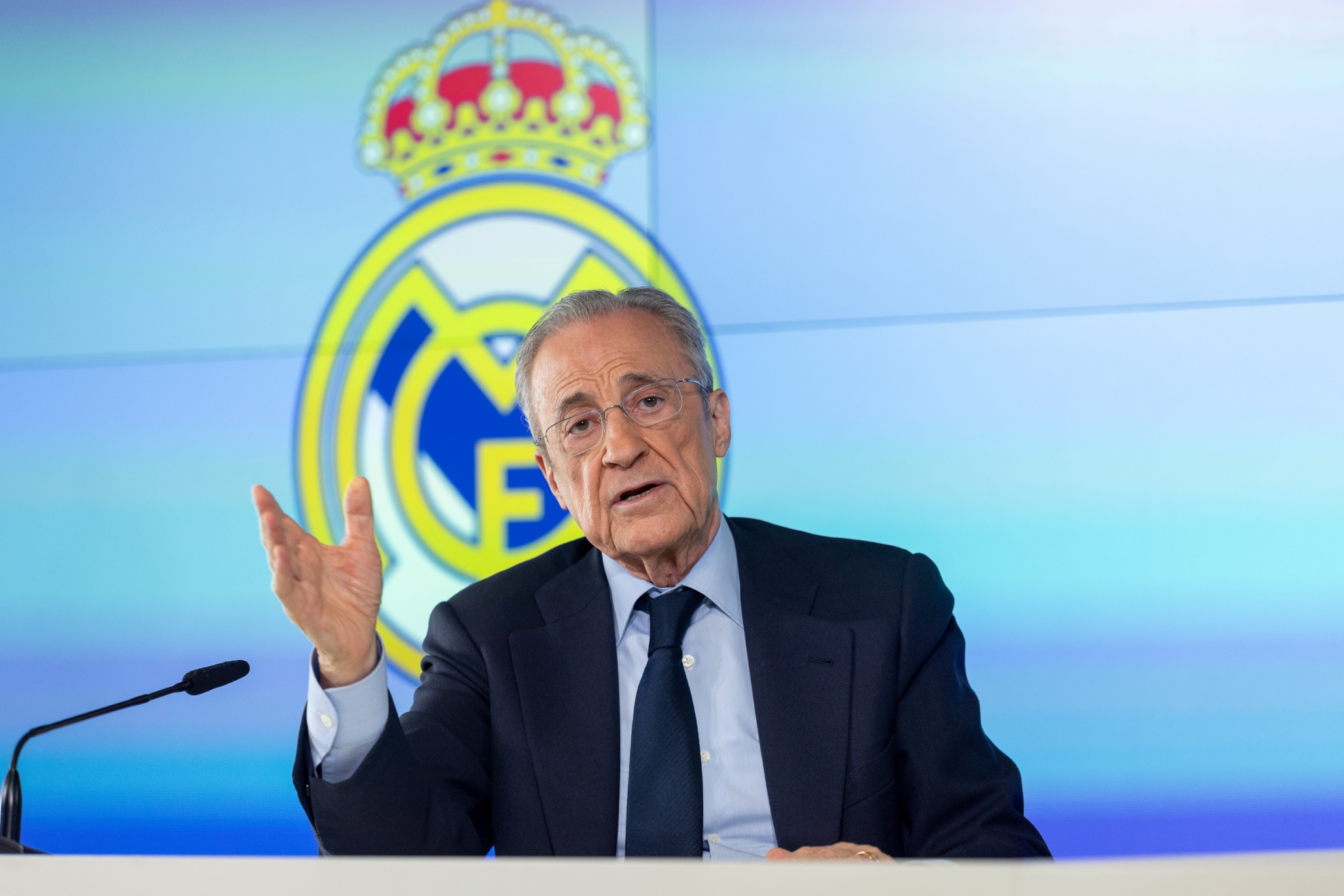 Florentino Pérez, en la rueda de prensa del pasado martes.
