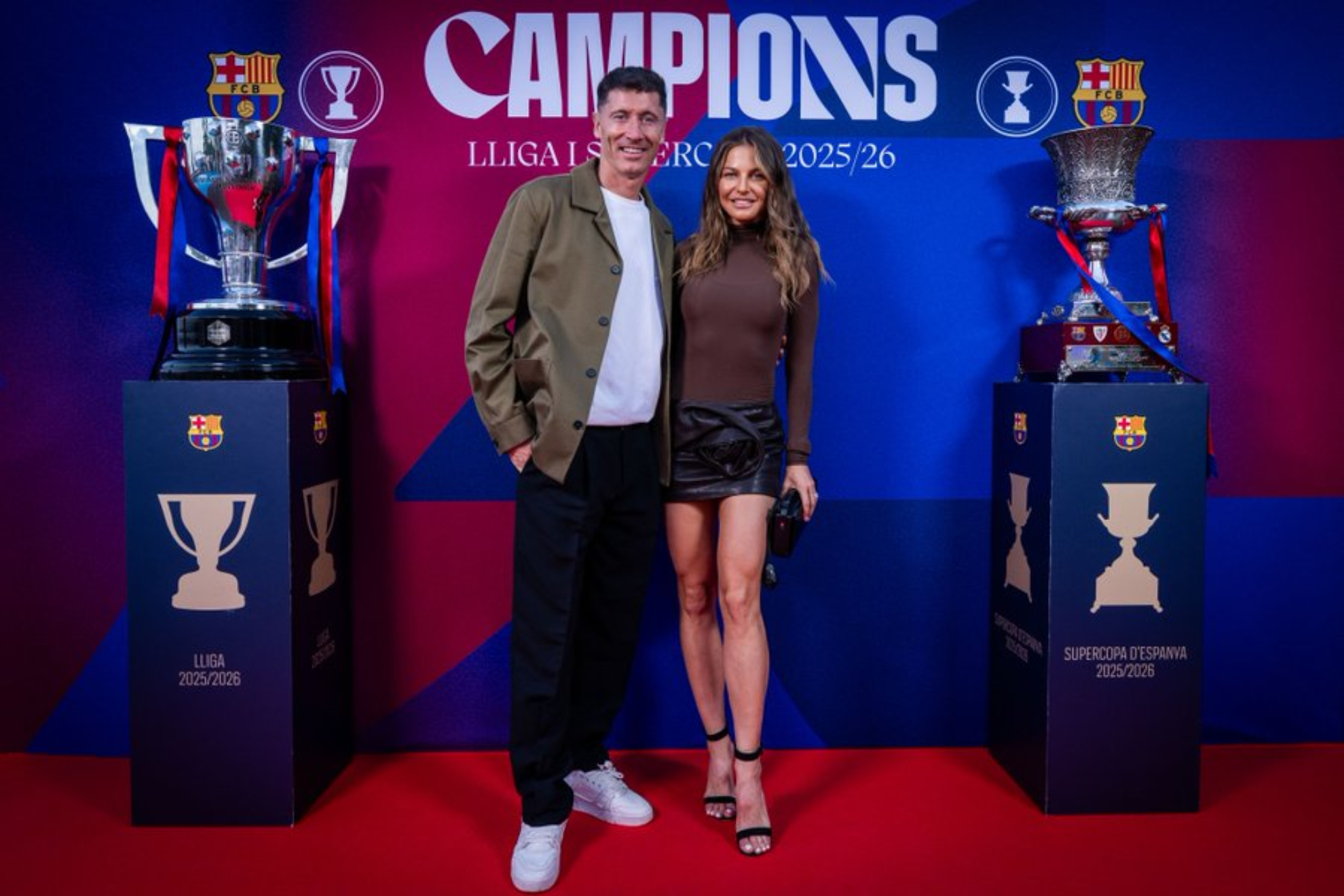 Lewandowski y su mujer, en la cena de la plantilla.