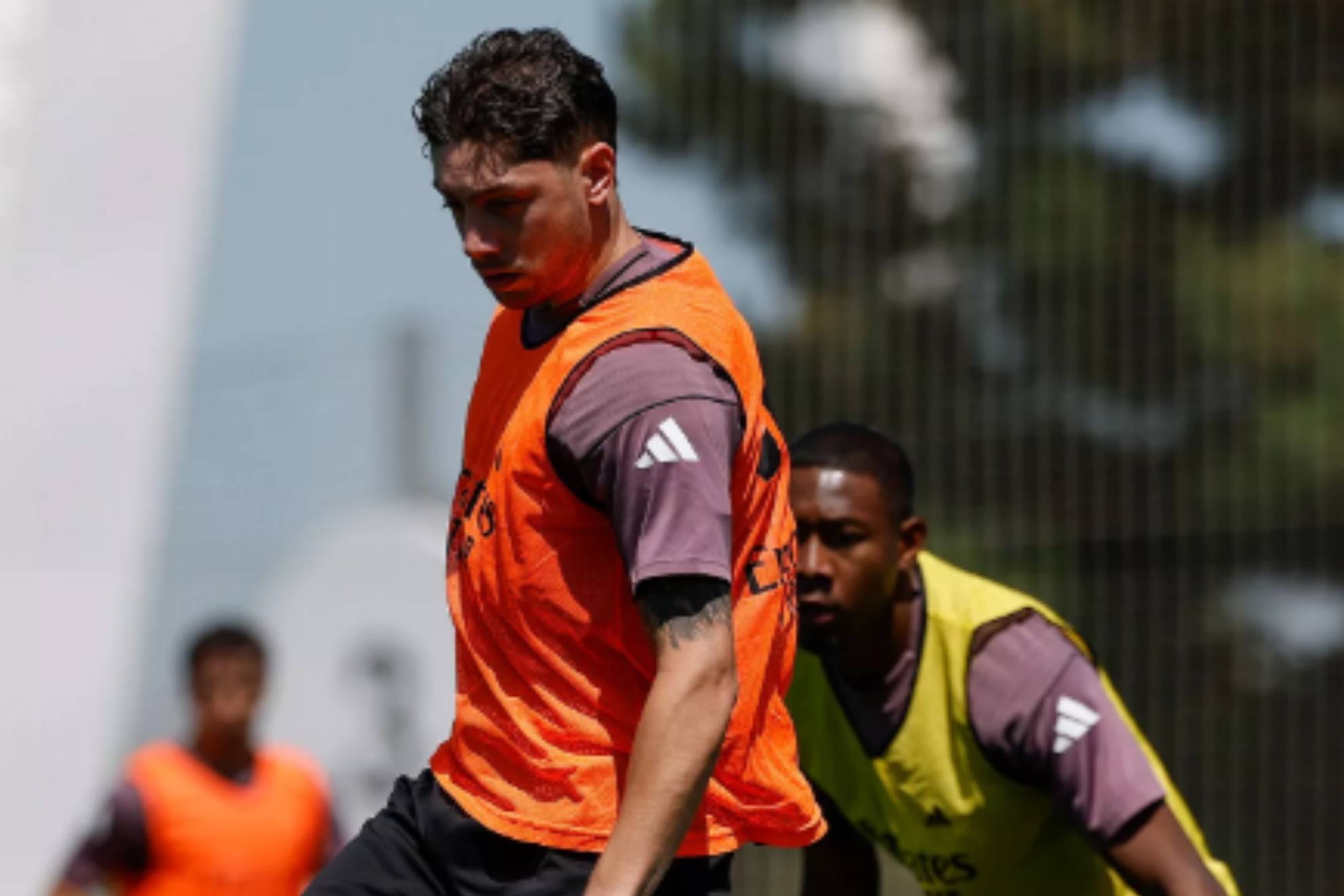 Valverde, en el entrenamiento de esta mañana en Valdebebas.