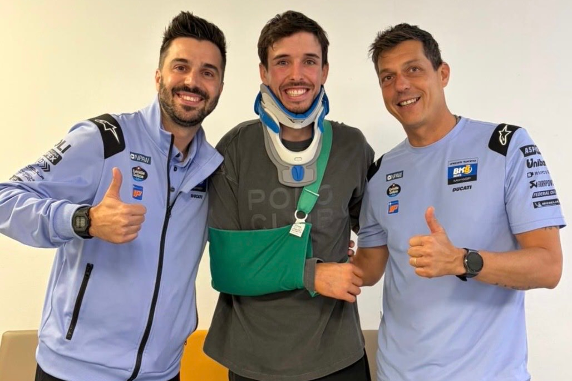 Michele Masini, Álex Márquez y Donatello Giovanotti.
