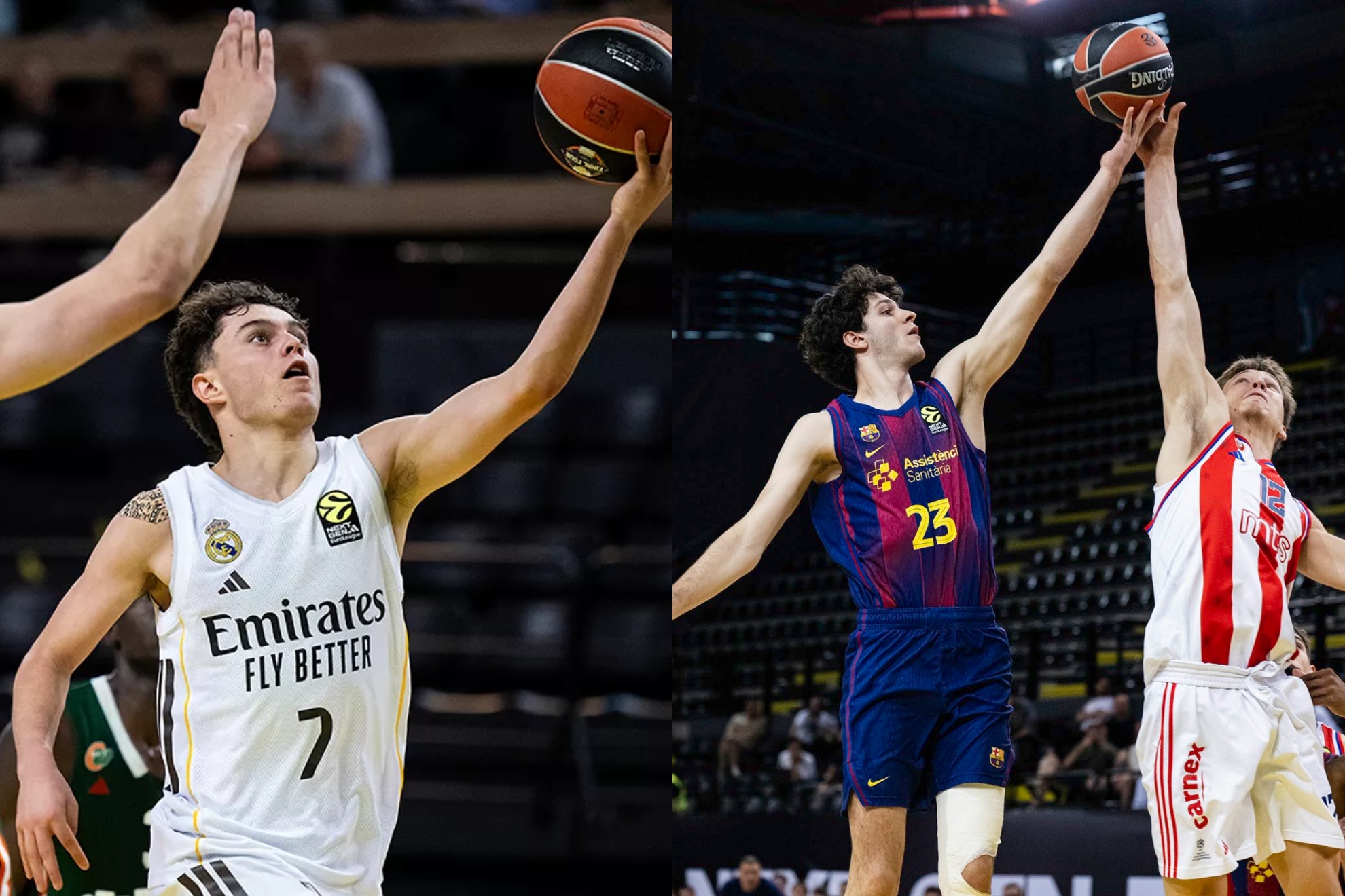 Madrid y Barça arrasan en su primer partido de Euroliga Junior.