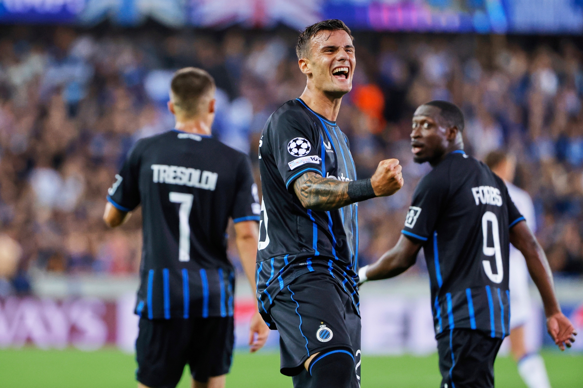 Stankovic celebra un gol con el Brujas en Champions.