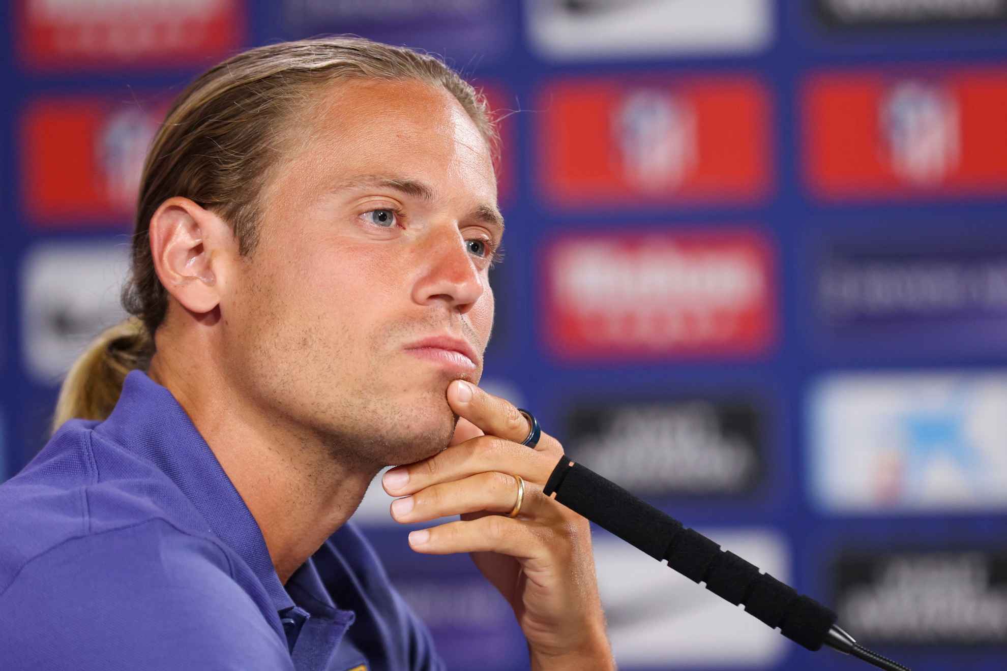 Marcos Llorente, en una rueda de prensa