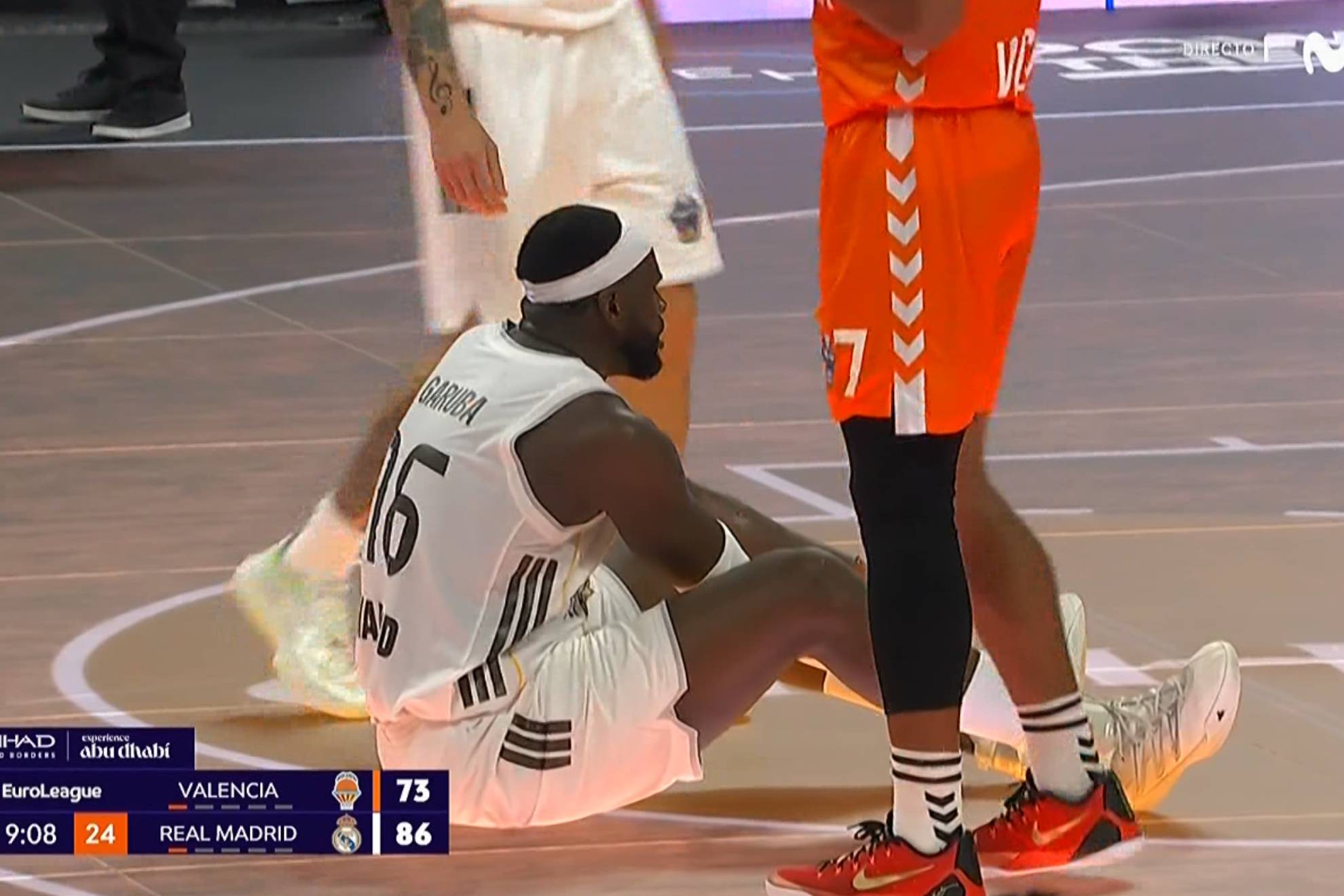 Usman Garuba, en la acción en la que se lesionó.