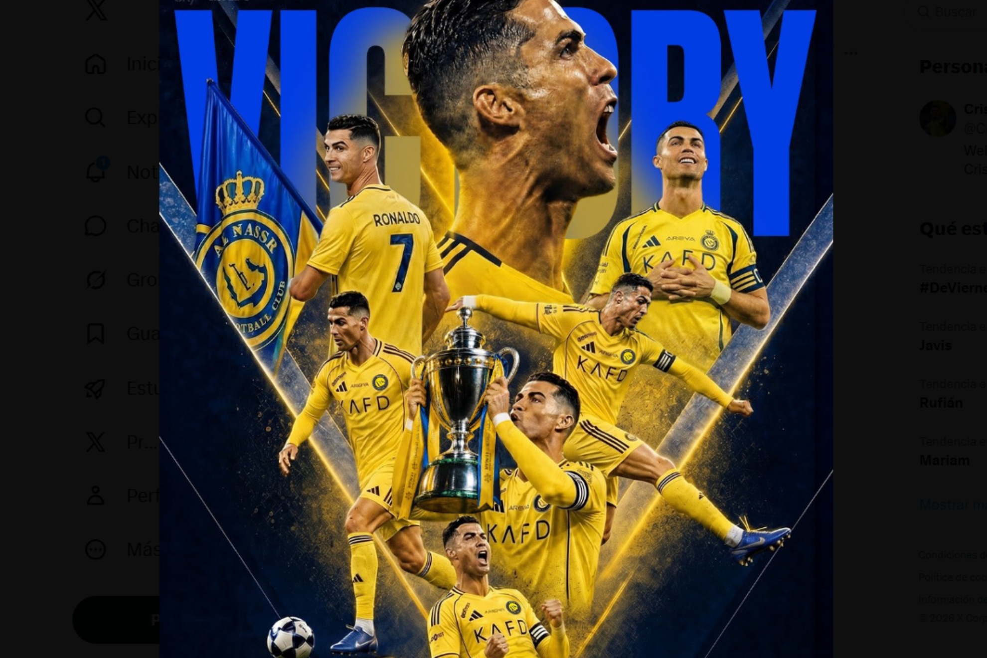 Cristiano Ronaldo, celebrando el éxito.