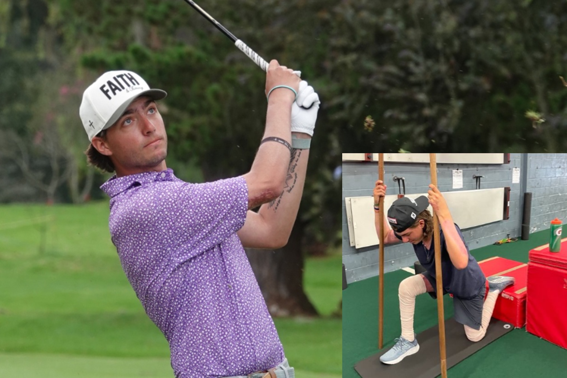 Dayton Price en el torneo de Quito. Abajo a la derecha, durante su recuperación.