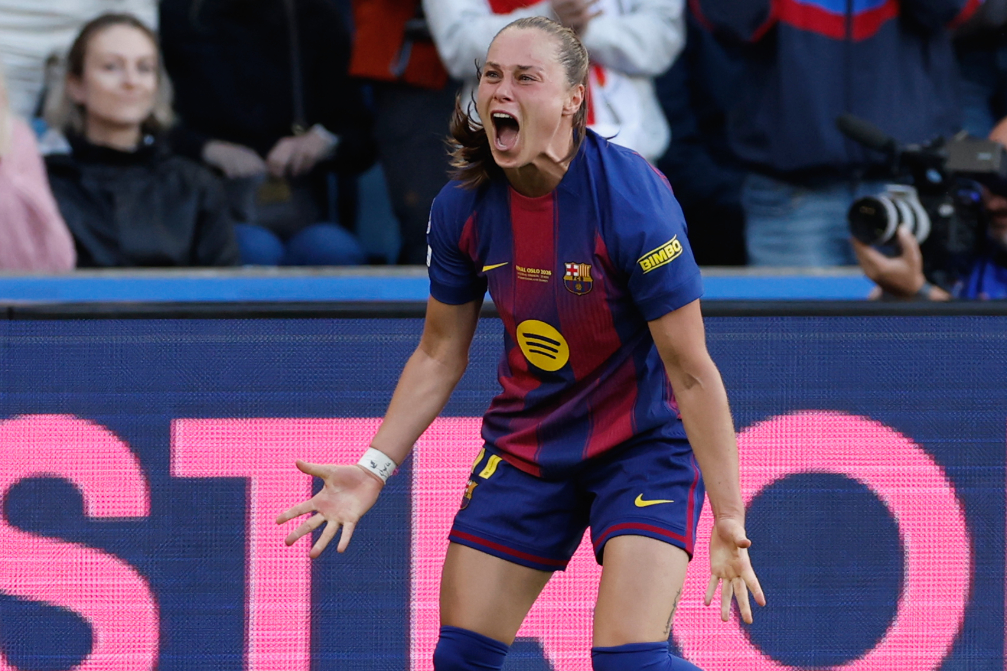 Ewa Pajor celebra un gol ante el OL Lyonnes en la final de la Champions League
