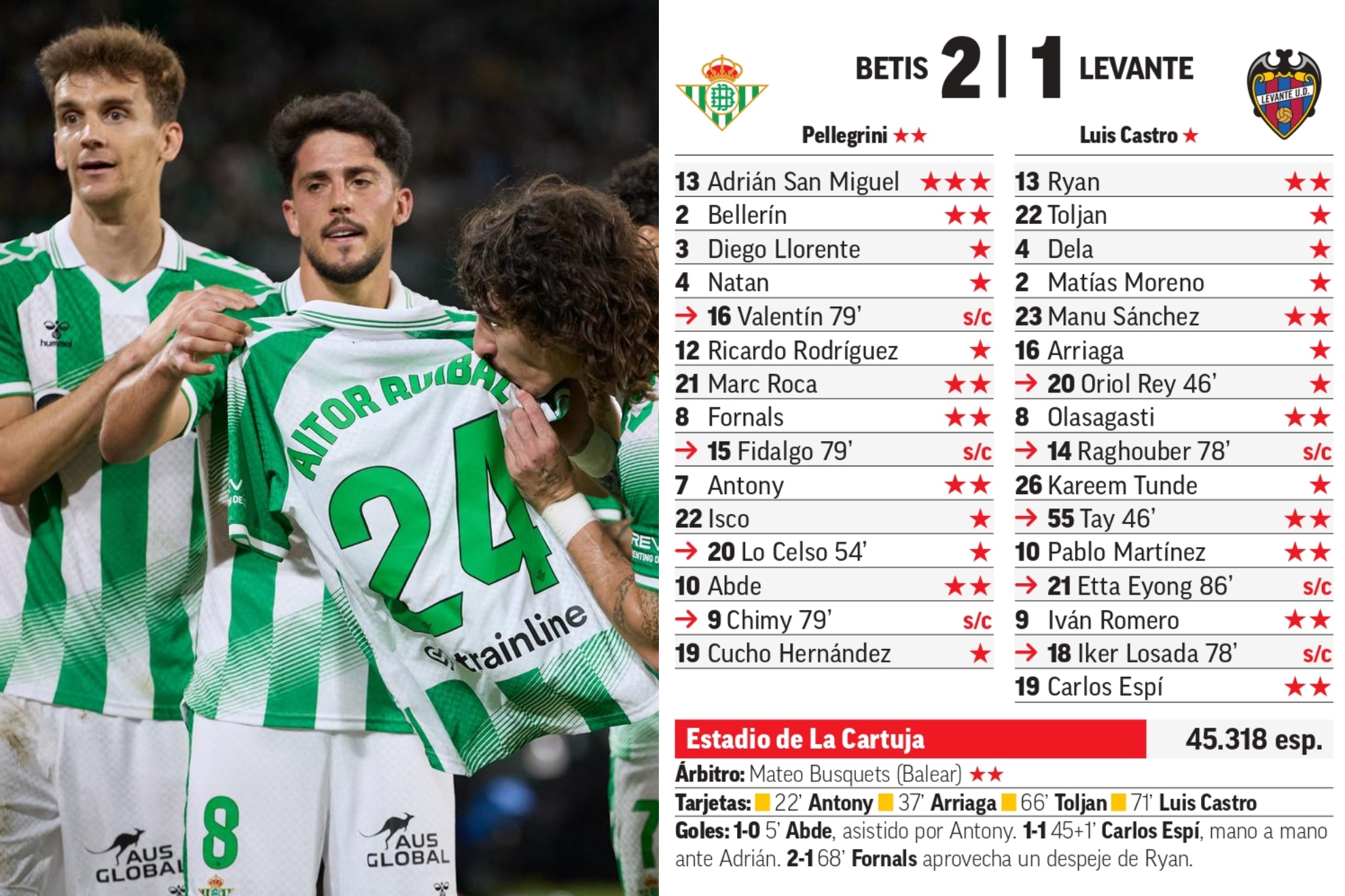 El Levante sufre, pero se apunta a la fiesta verdiblanca en La Cartuja