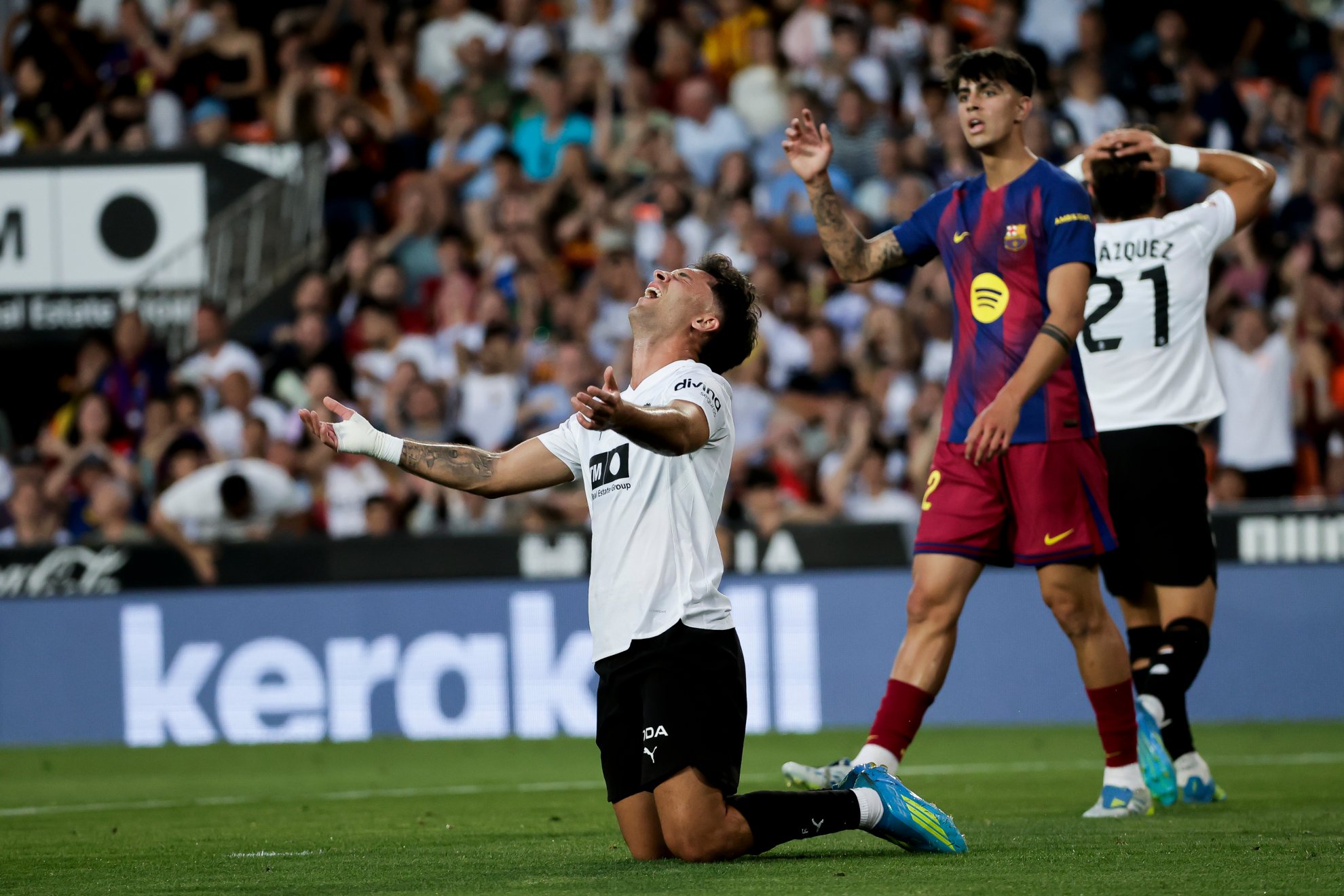 Hugo Duro durante el partido contra el Barcelona.