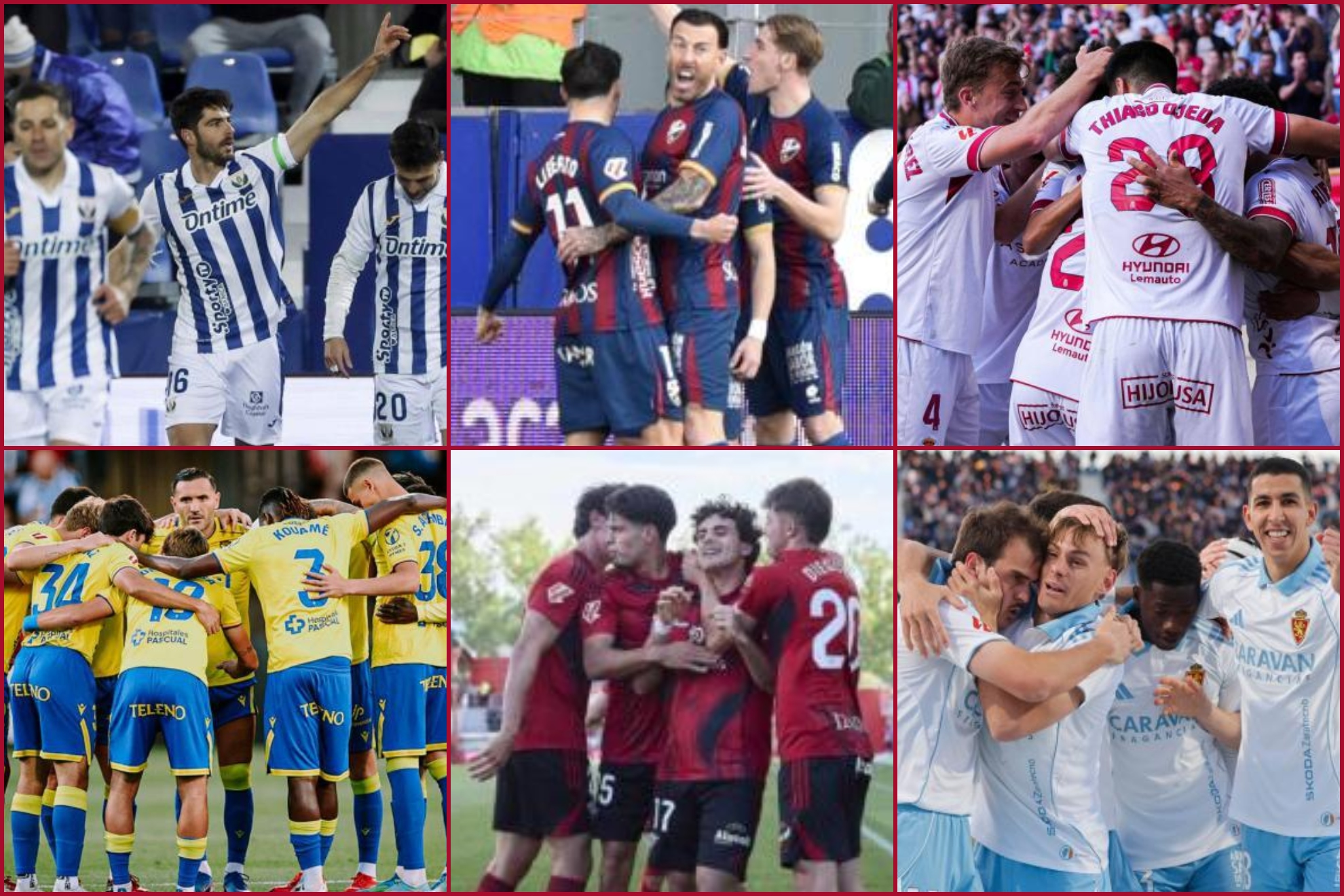 Leganés, Cádiz, Huesca, Mirandés, Cultural Leonesa y Real Zaragoza