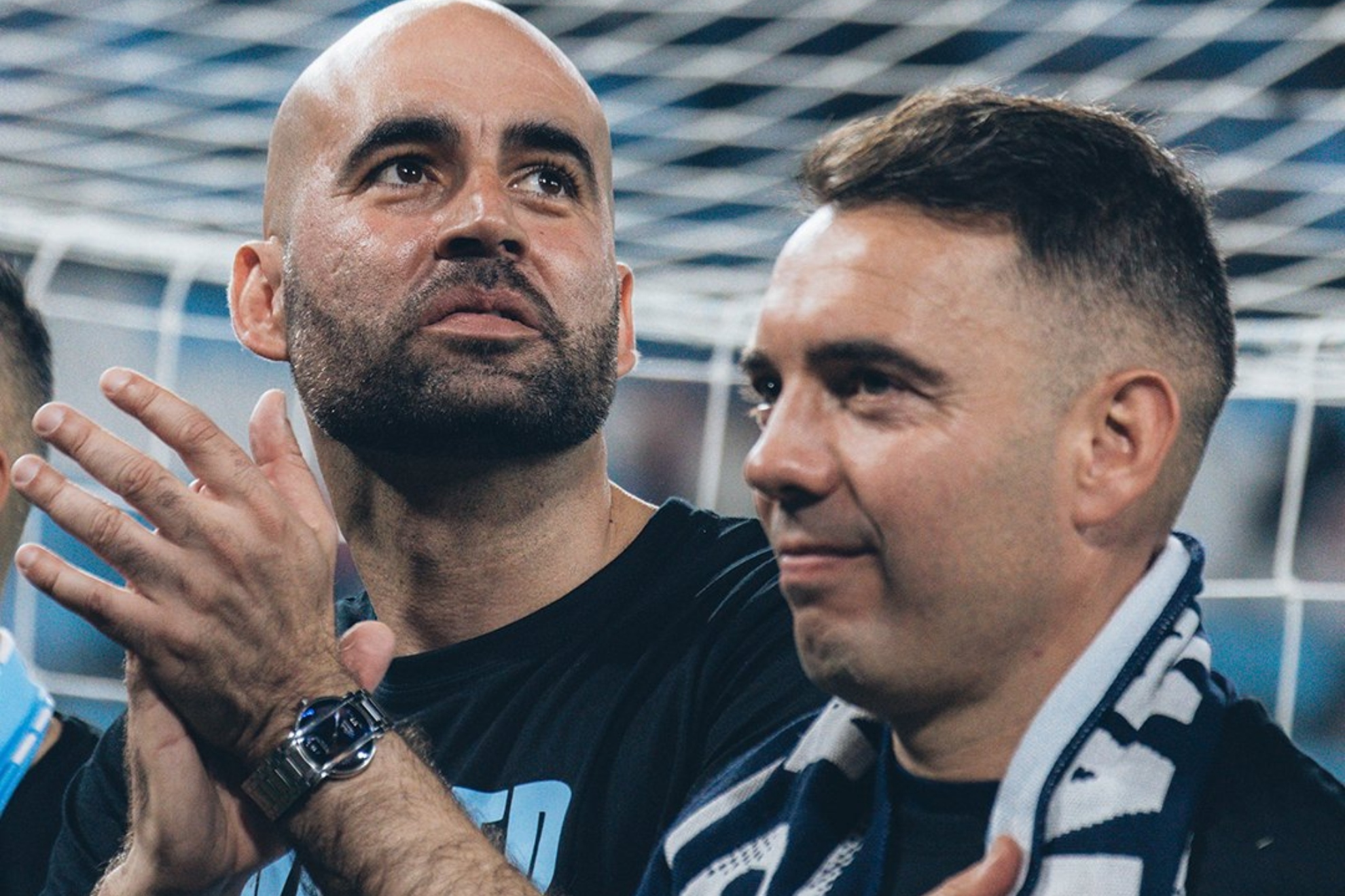 Giráldez y Aspas, tras el partido.