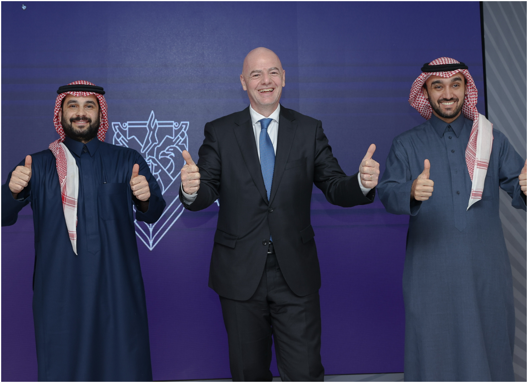 Abdullah Hammad, Infantino y Abdulaziz.