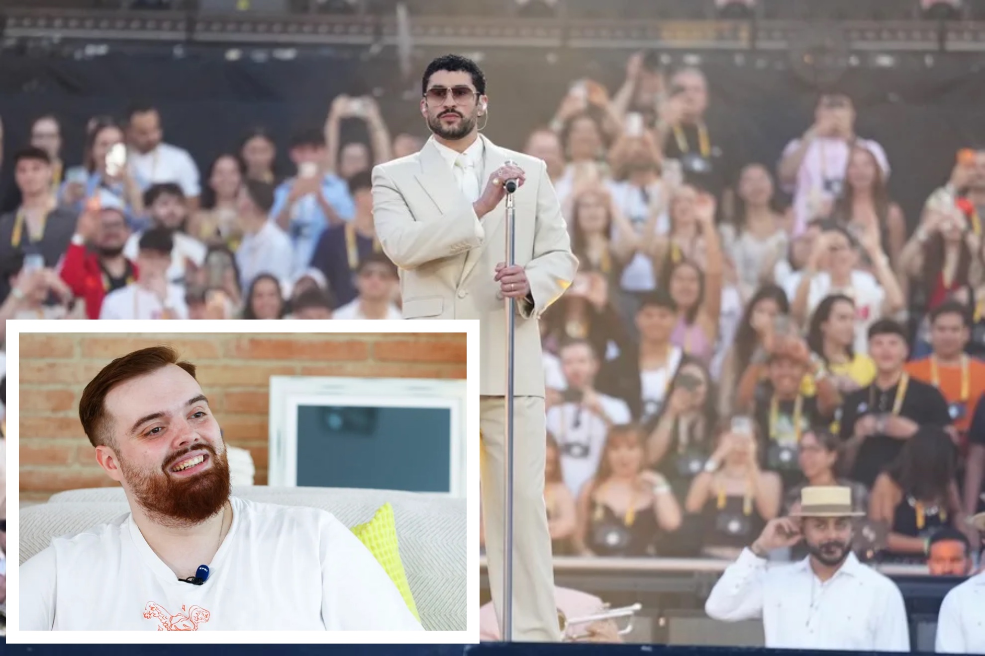 Ibai Llanos aparece en el segundo concierto de Bad Bunny en Barcelona.