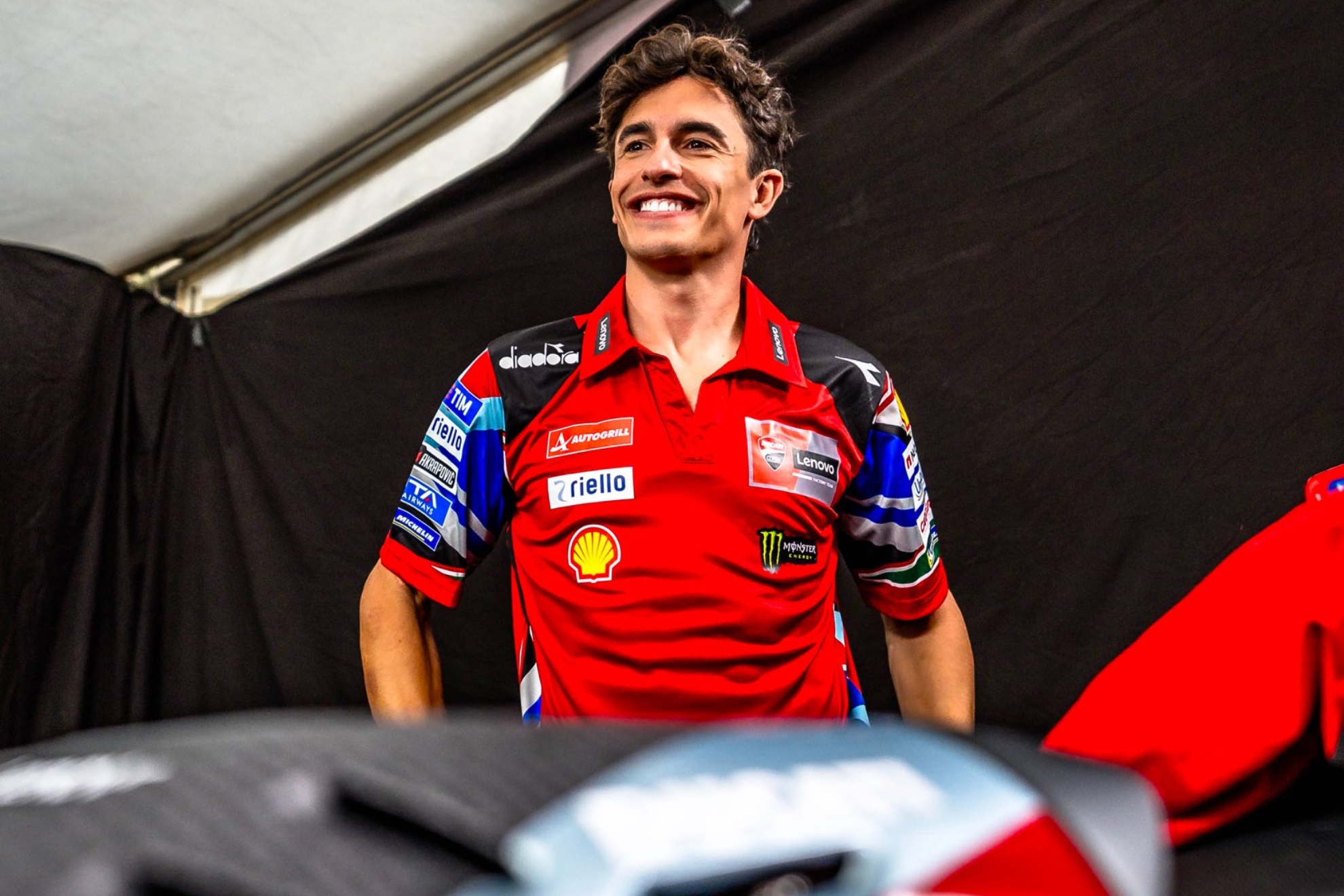 Marc Márquez, en su box en Mugello. DUCATI