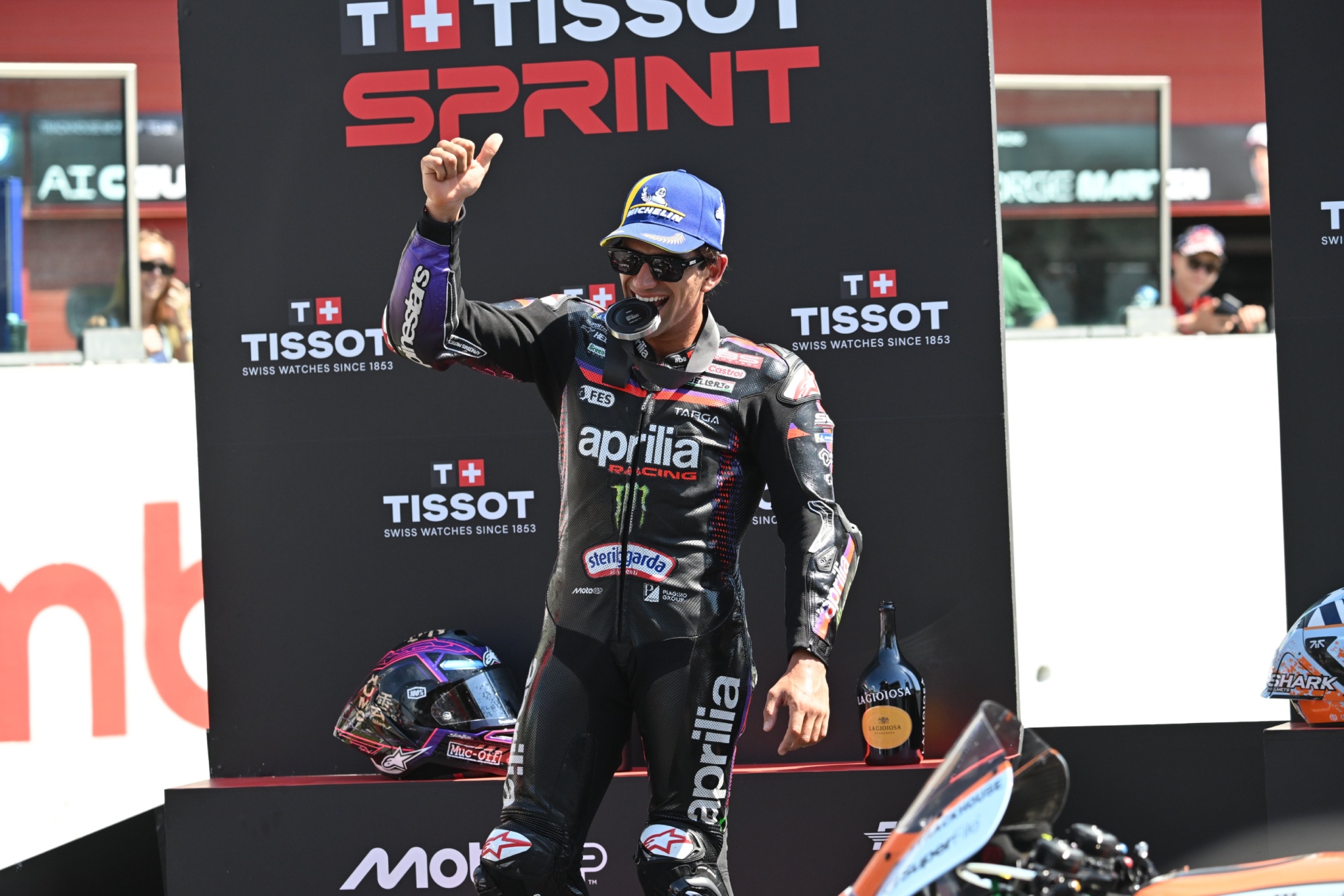 Jorge Martín, en el podio del Sprint. MICHELIN