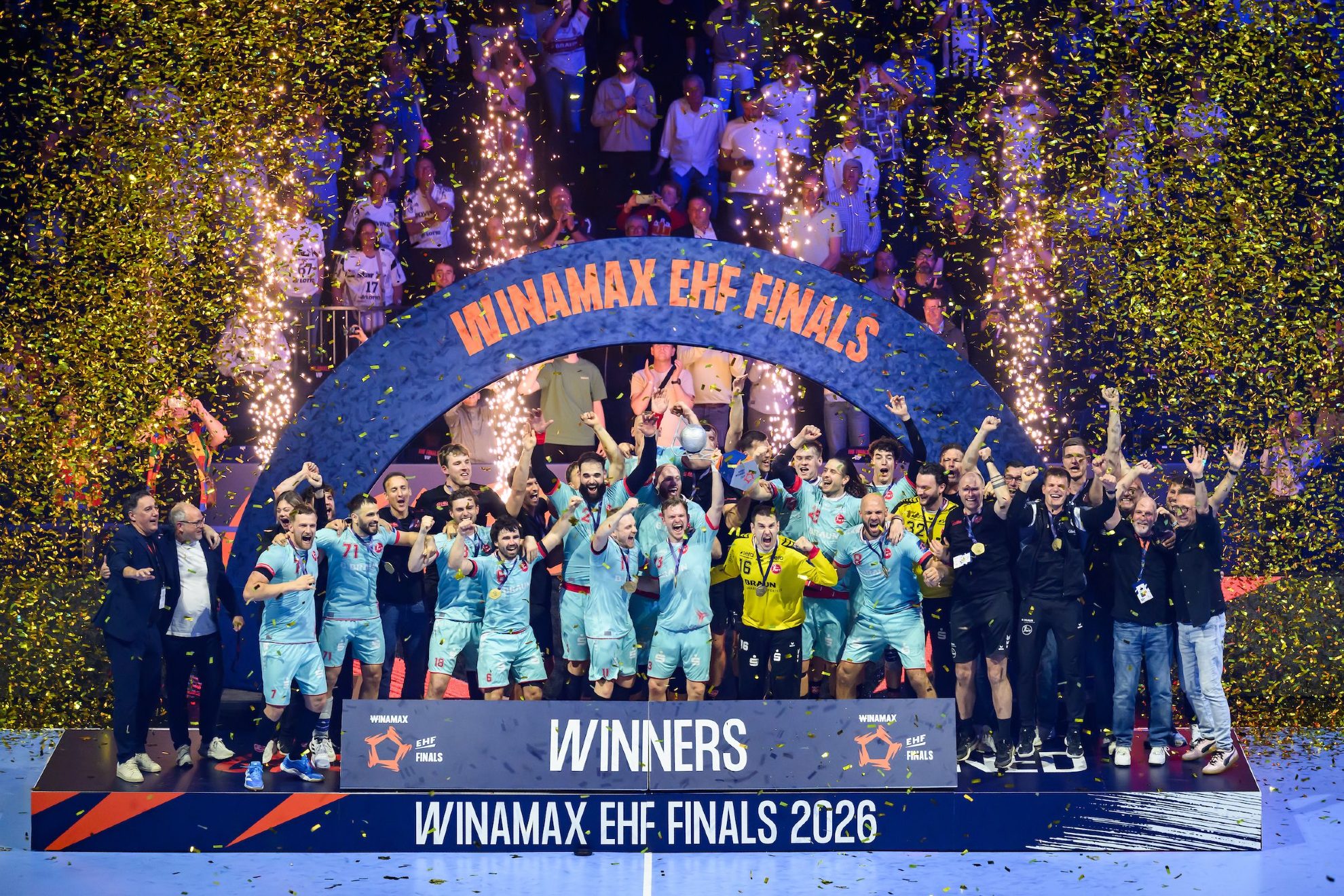 El MT Melsungen celebra el título de la Liga Europea.