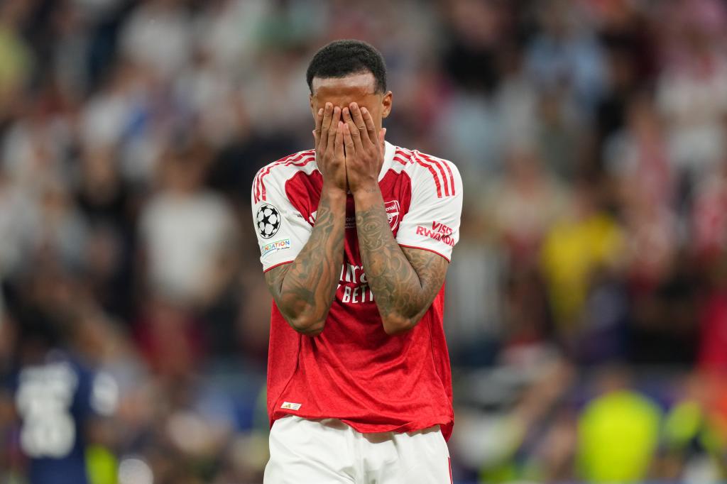 Gabriel Magalhaes reacts after missing the decisive penalty.