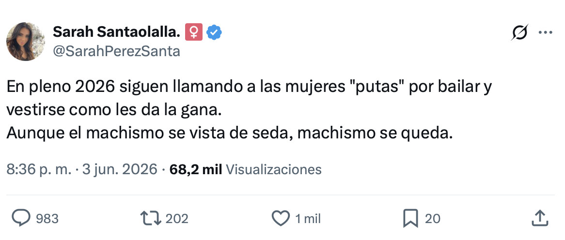 Sarah Santaolalla, en X.