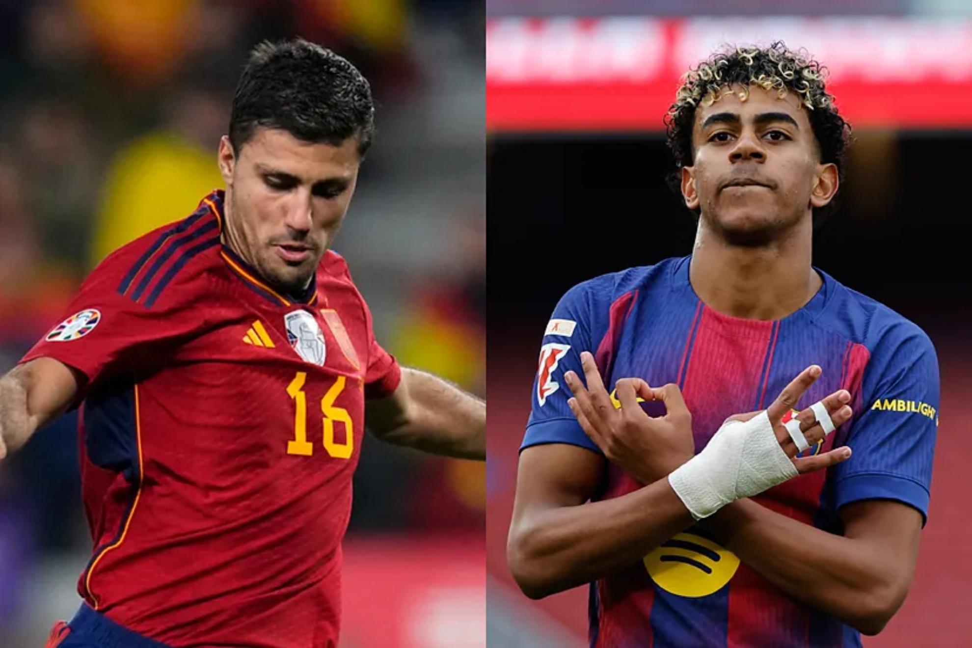 Rodri y Lamine Yamal.