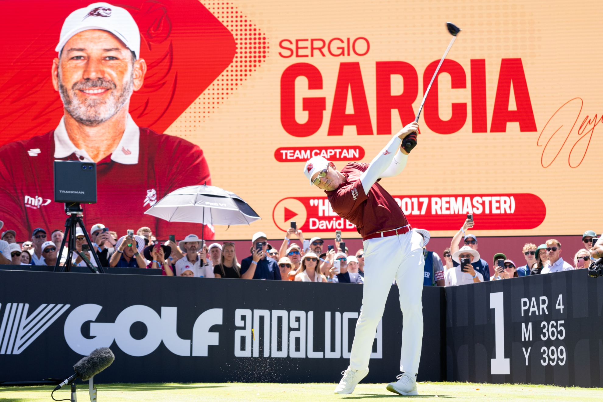 Sergio García salió en la primera ronda por el hoyo 1 de Valderrama.