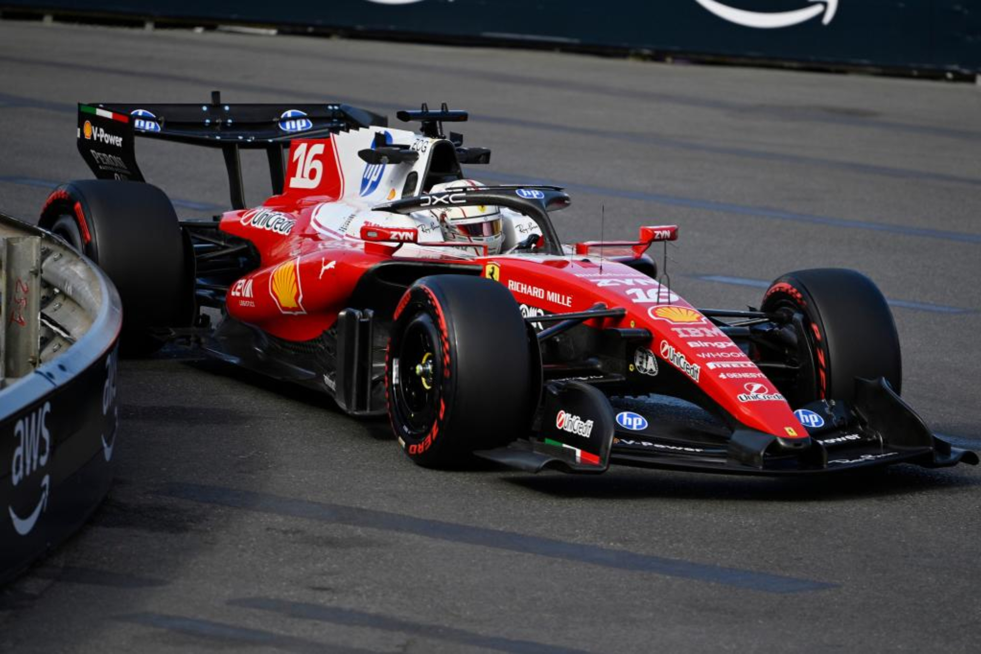 Leclerc takes a curve.