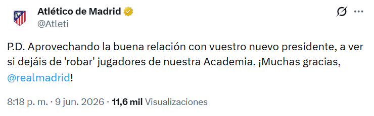 The third tweet from Atlético.