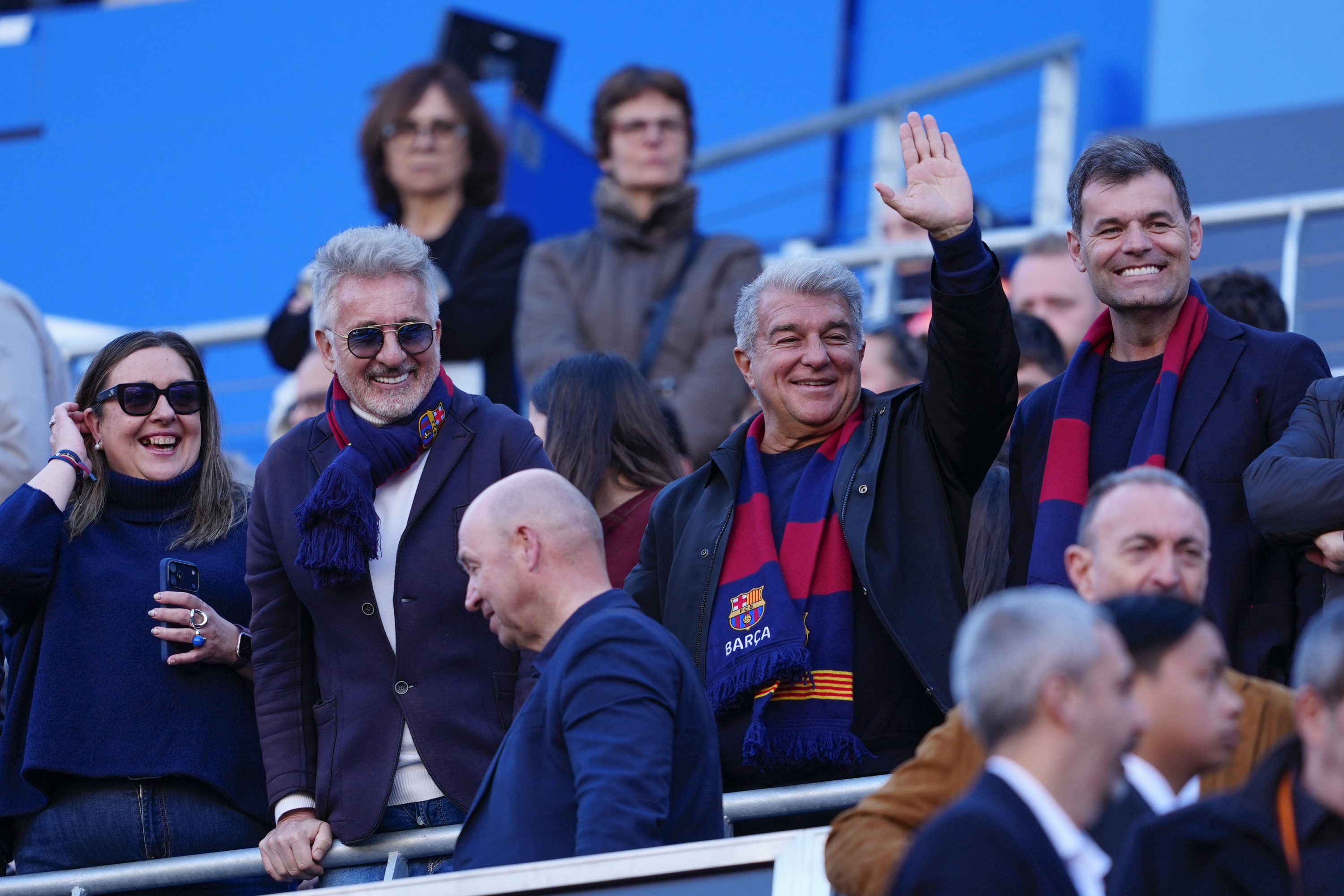 Joan Laporta in the Camp Nou stands during the election campaign.