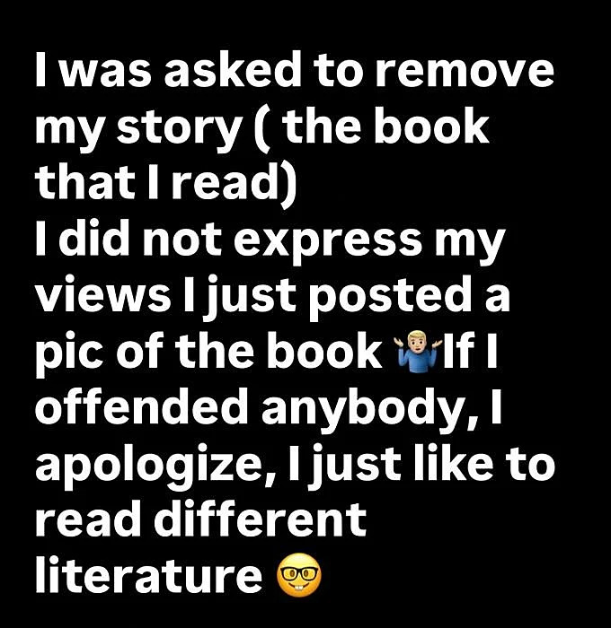 The message apologizing.