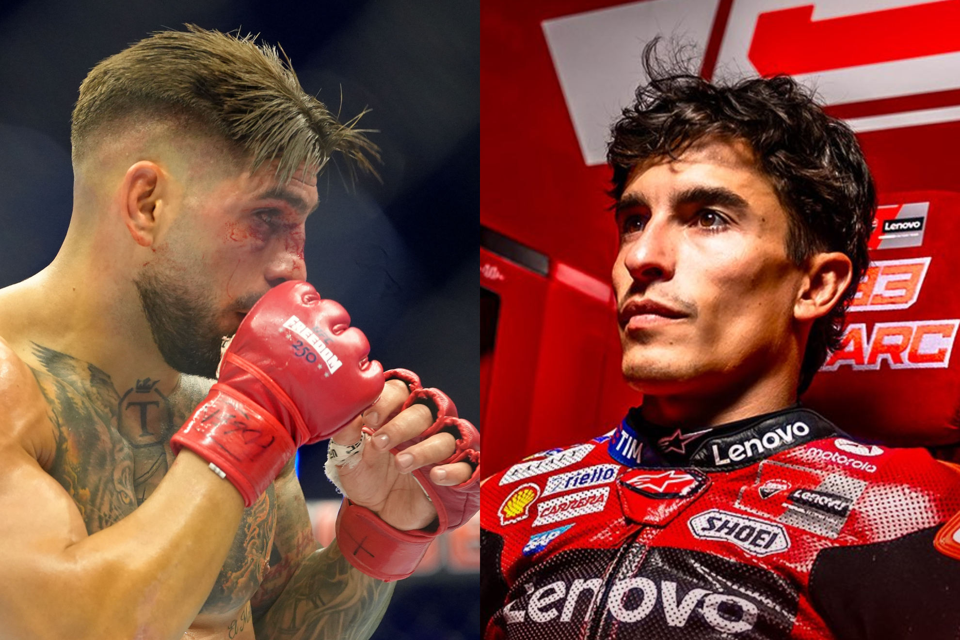 Ilia Topuria y Marc Márquez. FOTOMONTAJE MARCA