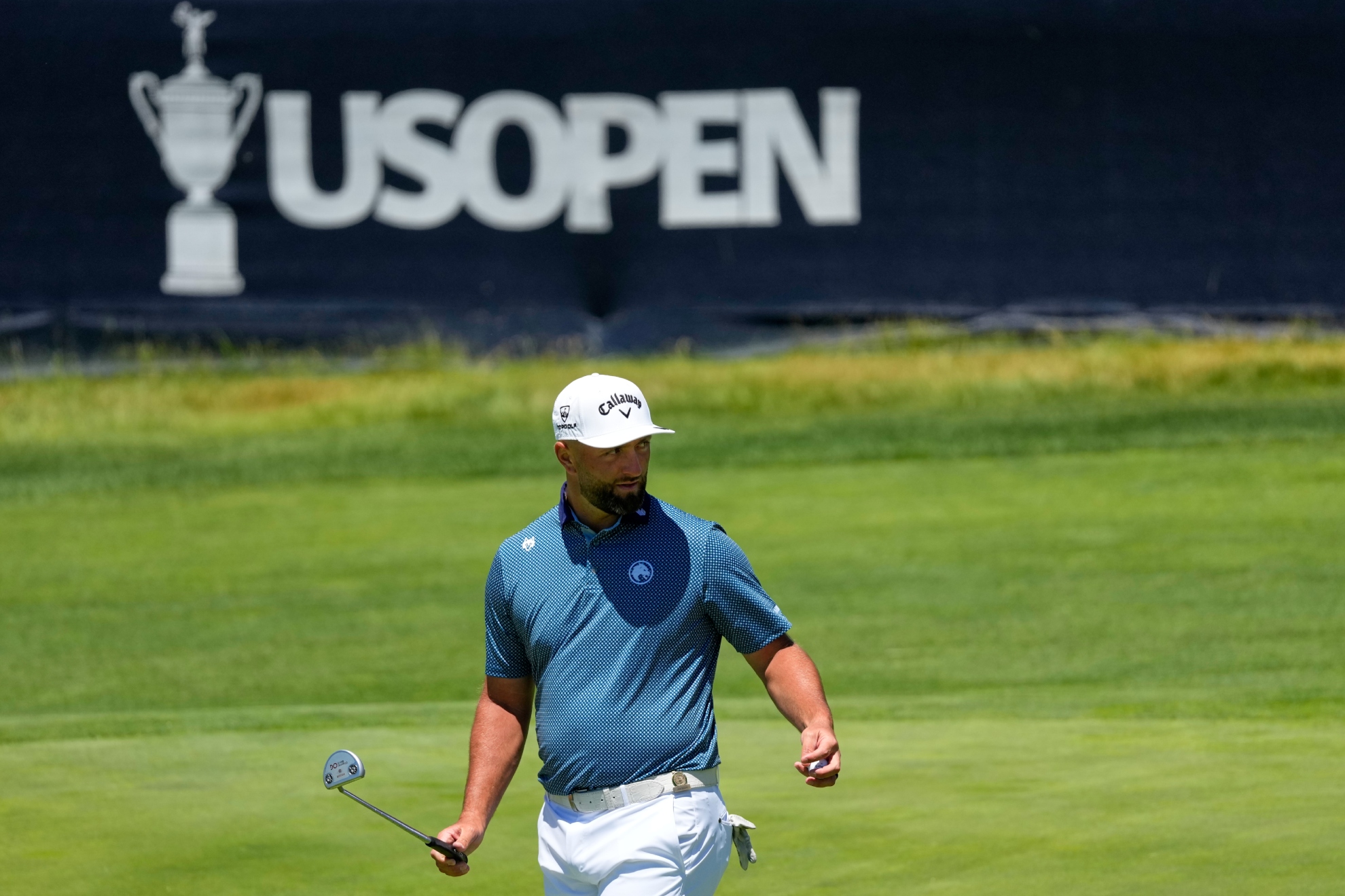 Jon Rahm entrenando en Shinnecock Hills esta semana.