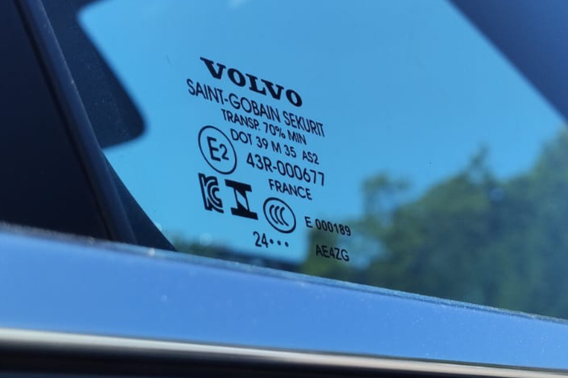 A Volvo glass produced in March 2024.