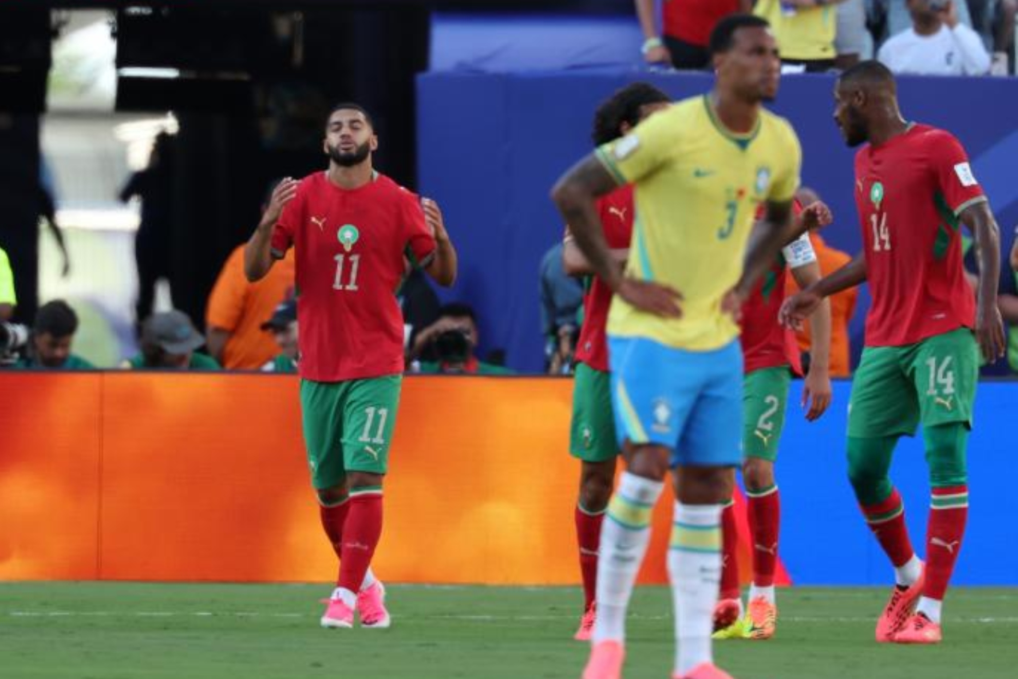Ismael Saibari celebra su gol contra Brasil. LAPRESSE