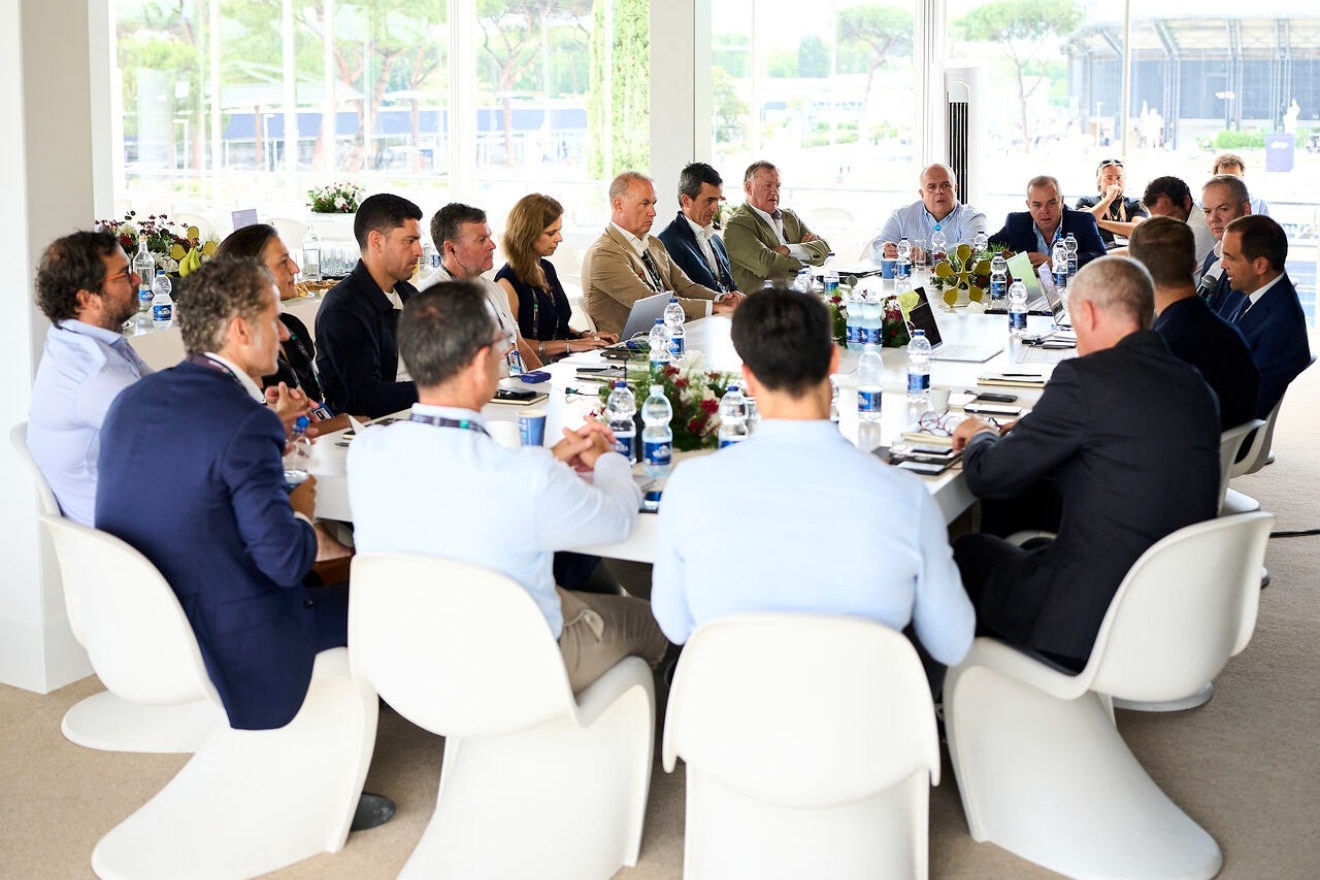 The last meeting of the Premier Padel Steering Committee, during the Italy Major at the Foro Italico.